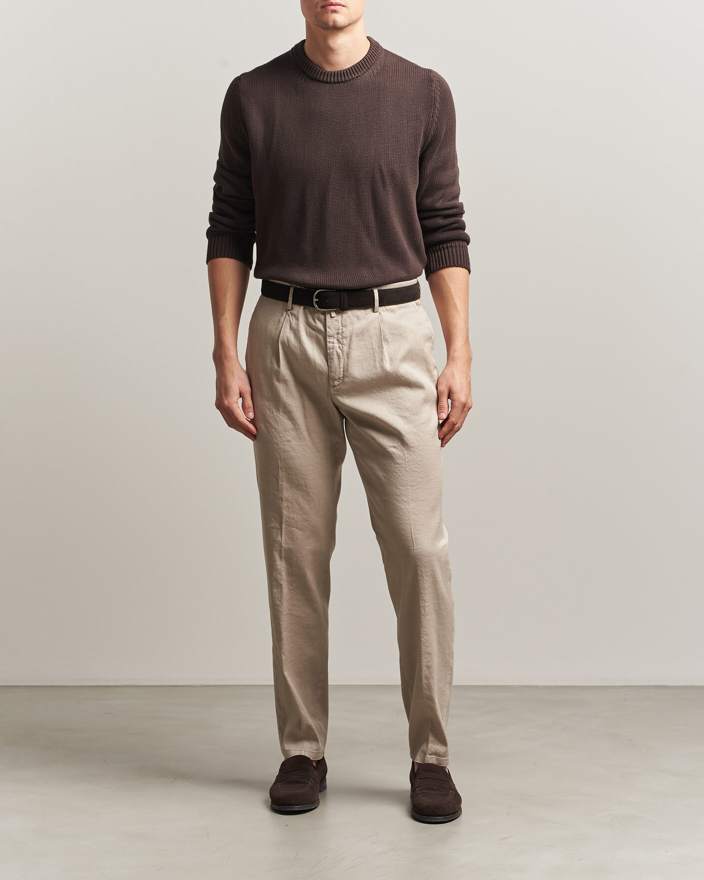 Hombres | Pantalones | Briglia 1949 | Pleated Linen Trousers Beige