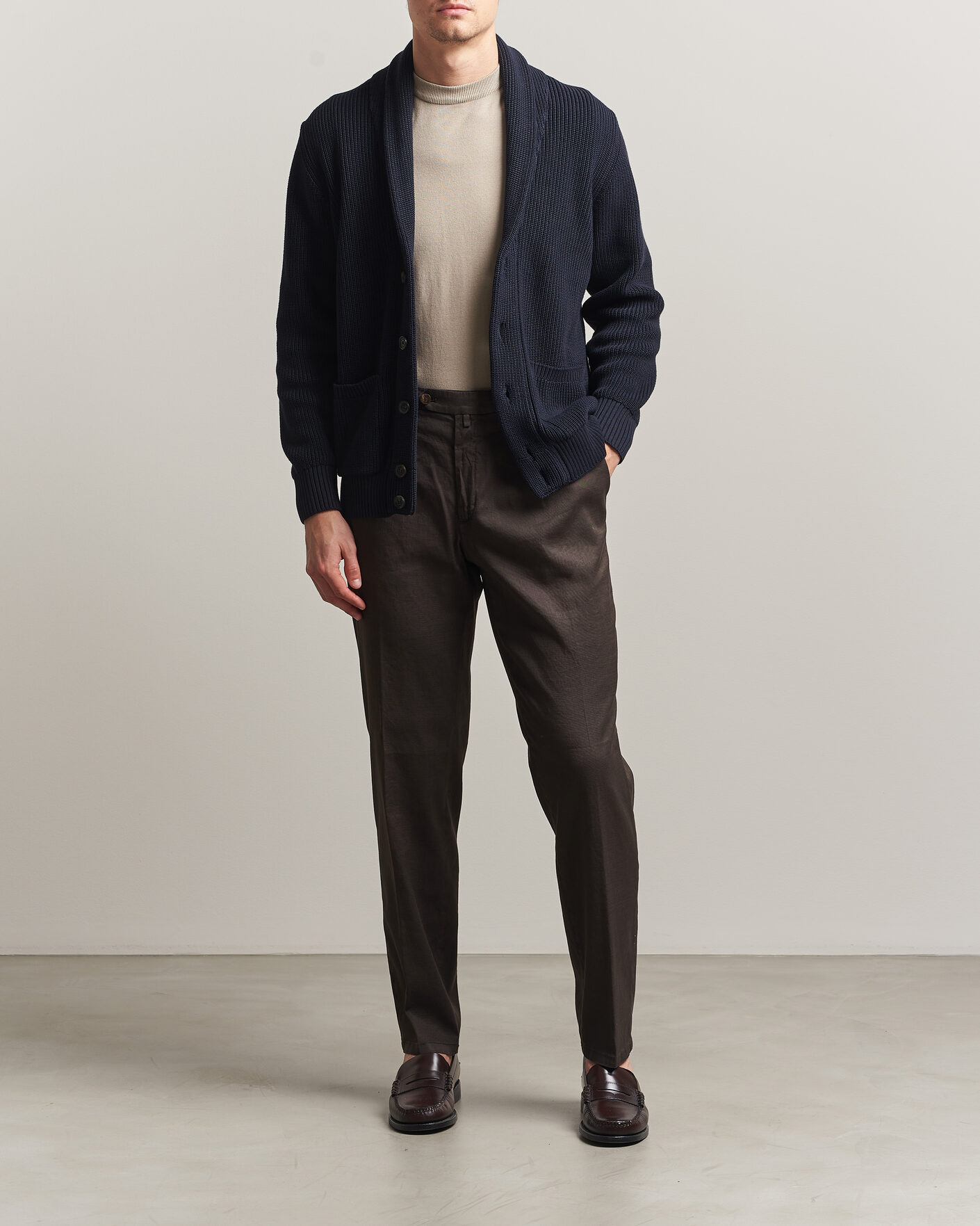 Hombres | Pantalones | Briglia 1949 | Pleated Linen Trousers Brown