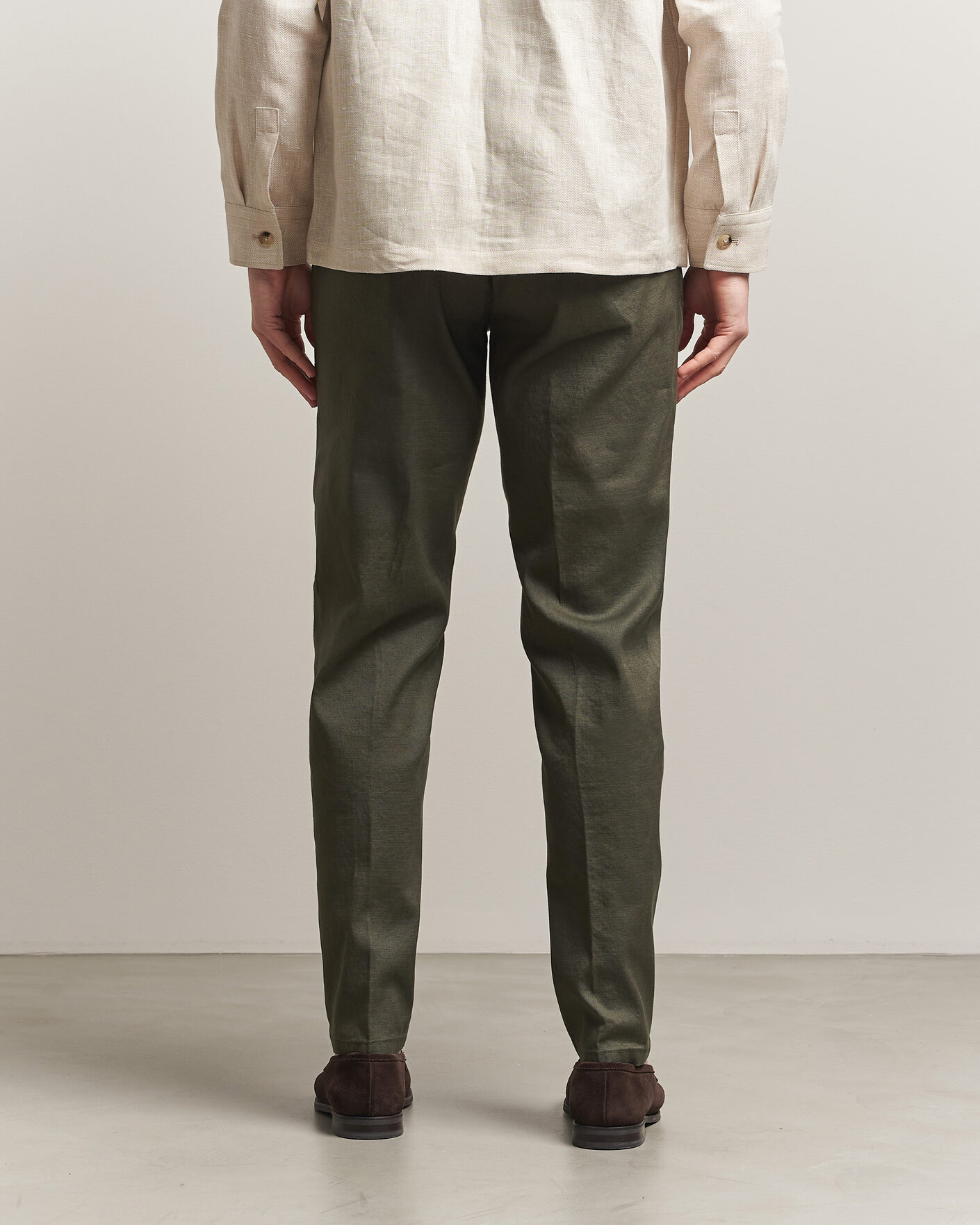 Hombres | Pantalones | Briglia 1949 | Pleated Linen Trousers Olive