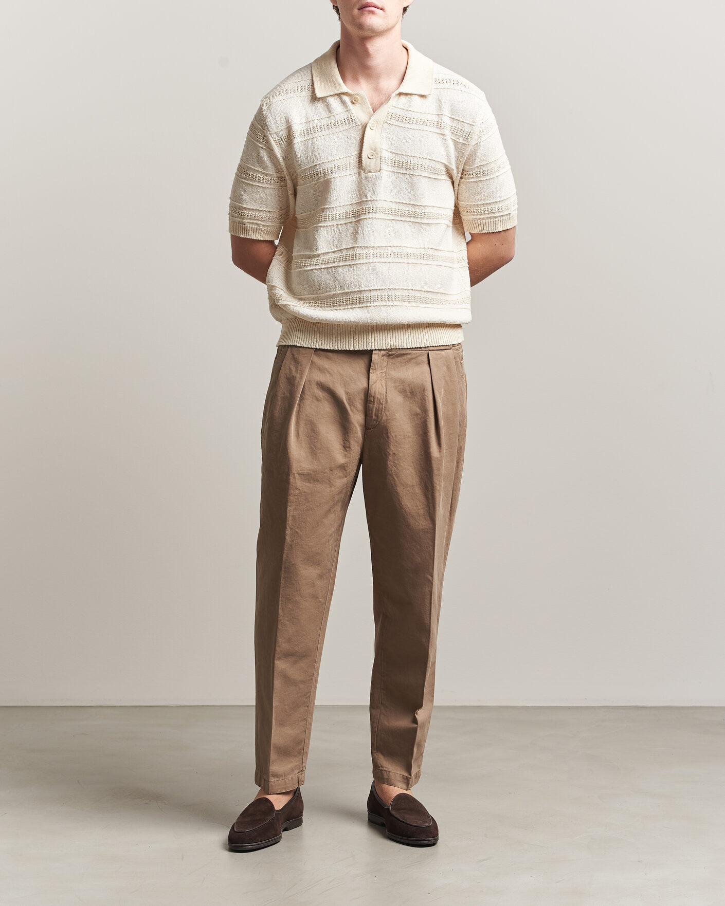 Hombres | Pantalones | Briglia 1949 | Portobello Loose Fit Cotton/Linen Trousers Beige
