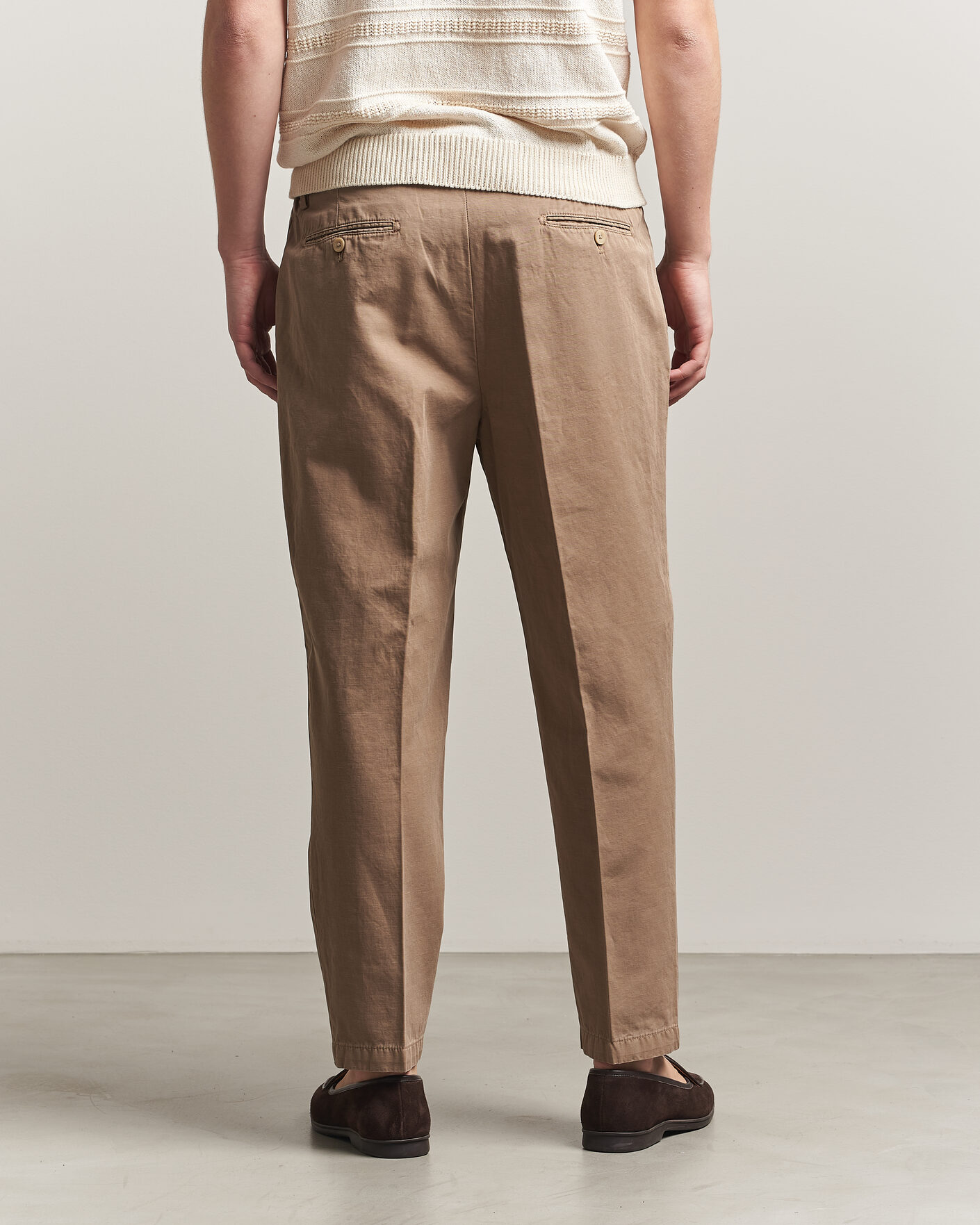 Hombres | Pantalones | Briglia 1949 | Portobello Loose Fit Cotton/Linen Trousers Beige