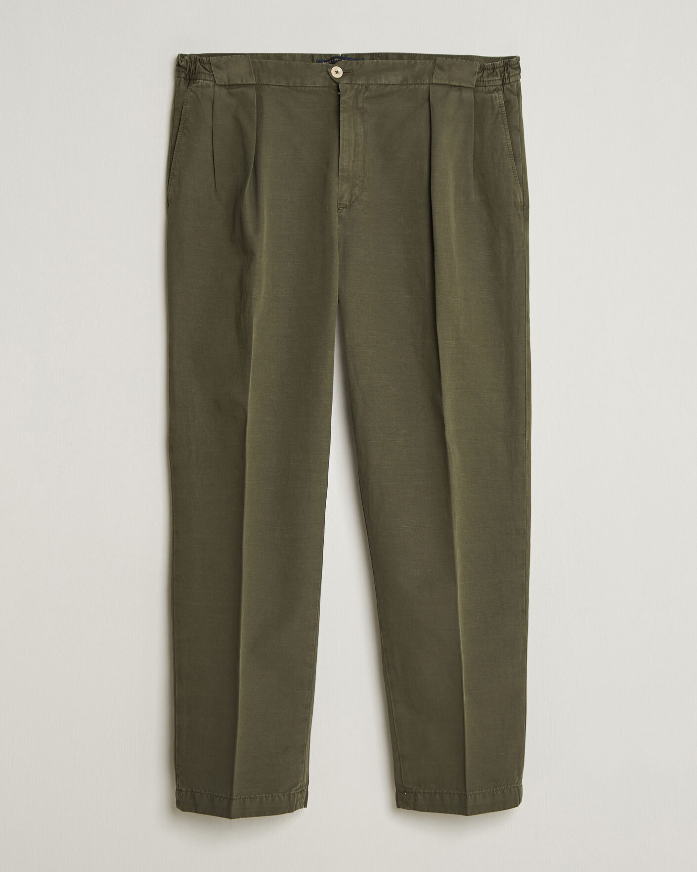Hombres | Pantalones | Briglia 1949 | Portobello Loose Fit Cotton/Linen Trousers Olive