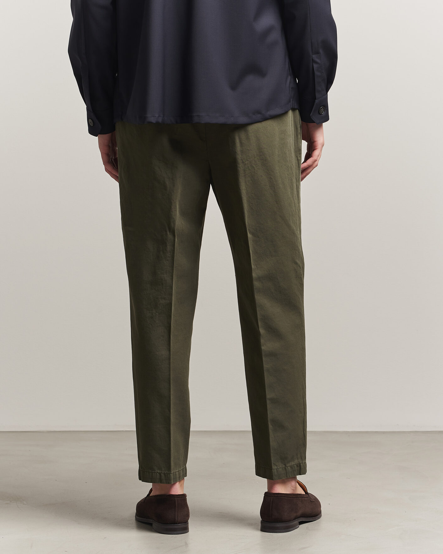 Hombres | Pantalones | Briglia 1949 | Portobello Loose Fit Cotton/Linen Trousers Olive