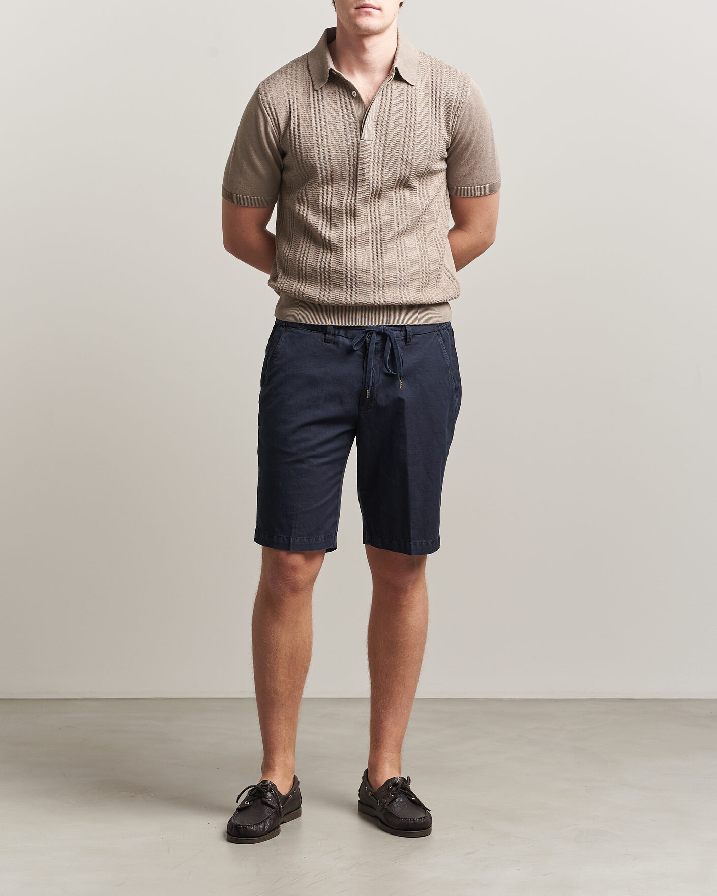 Hombres | Pantalones cortos | Briglia 1949 | Cotton/Linen Drawstring Shorts Navy