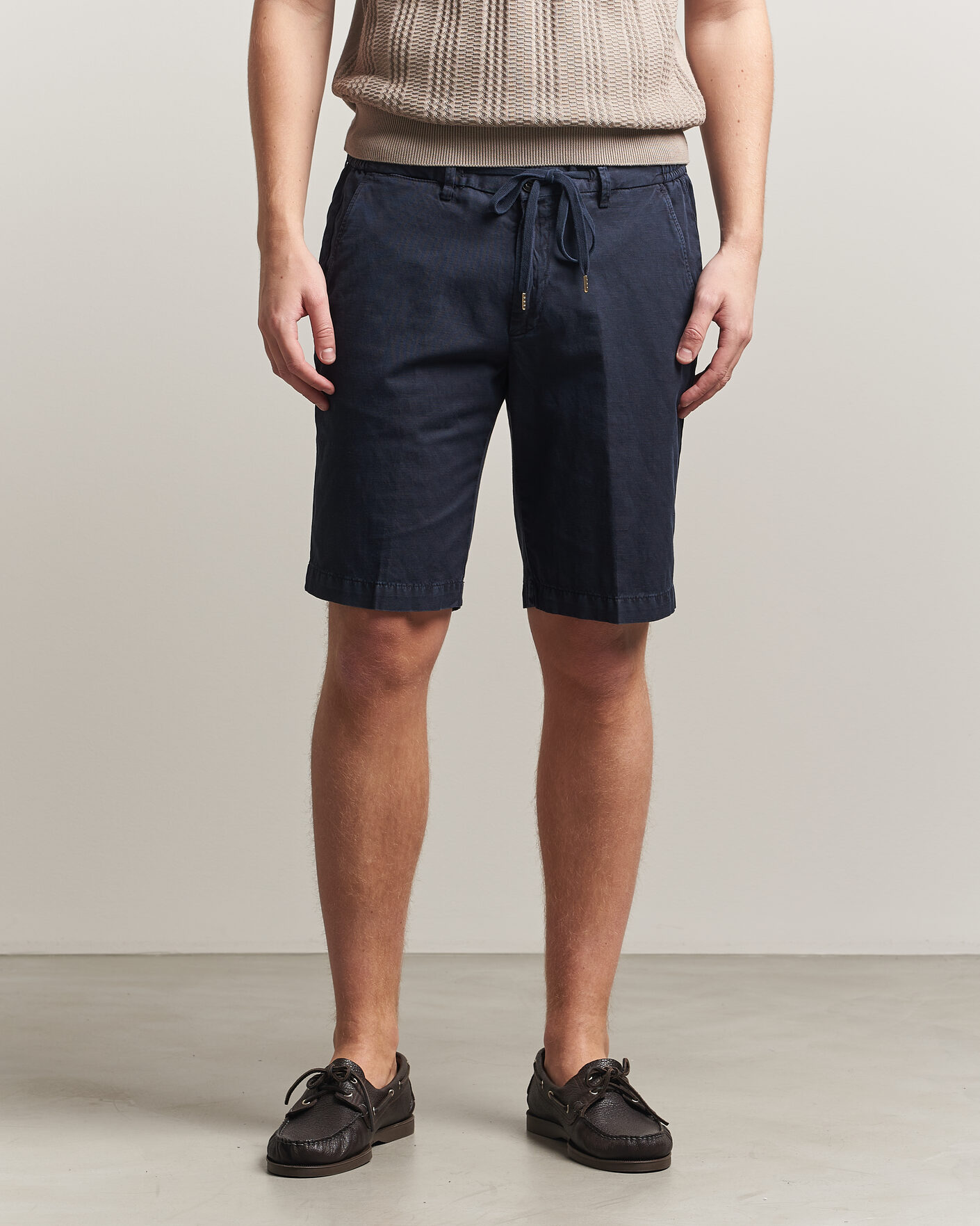 Hombres | Pantalones cortos | Briglia 1949 | Cotton/Linen Drawstring Shorts Navy