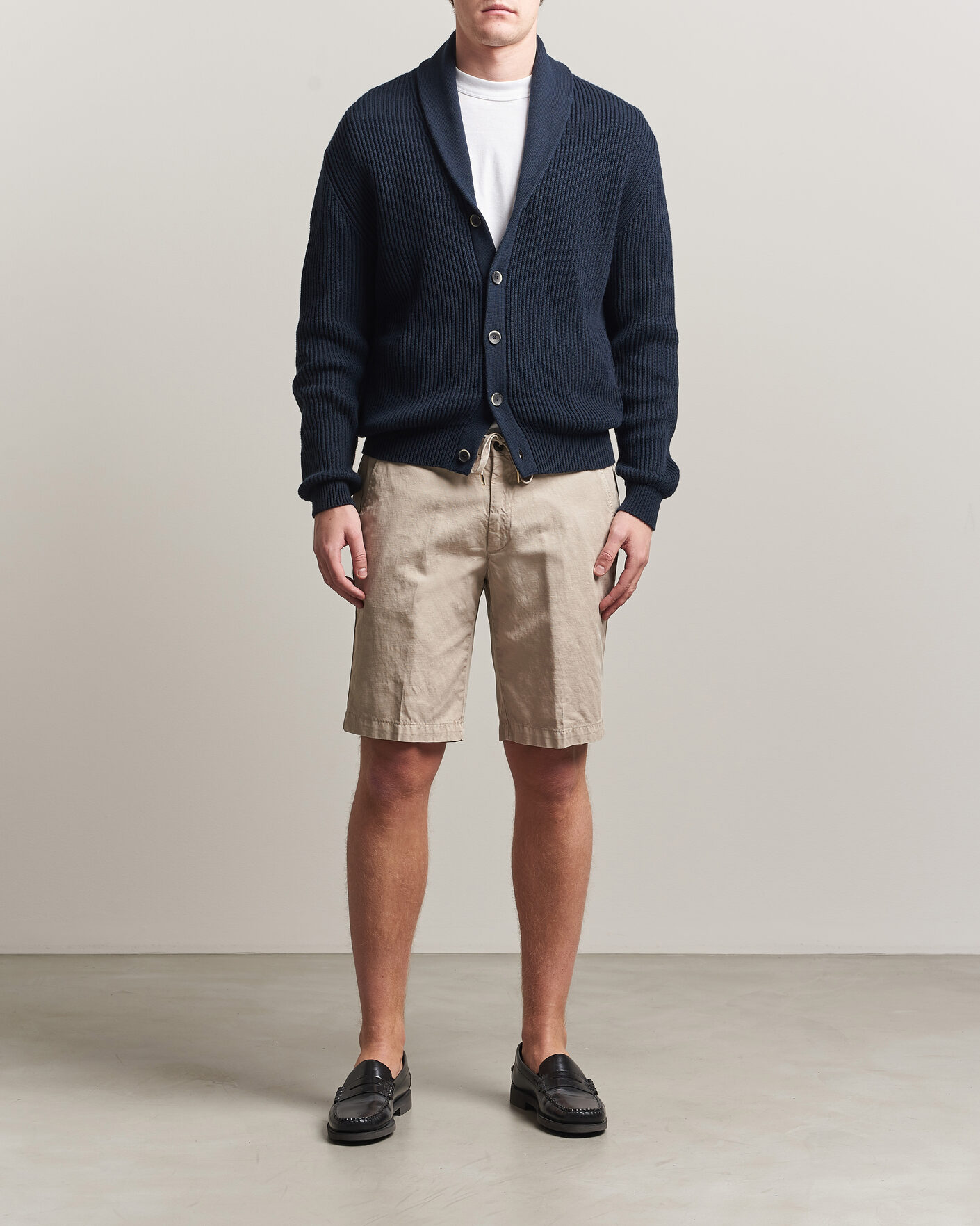 Hombres | Pantalones cortos | Briglia 1949 | Cotton/Linen Drawstring Shorts Beige