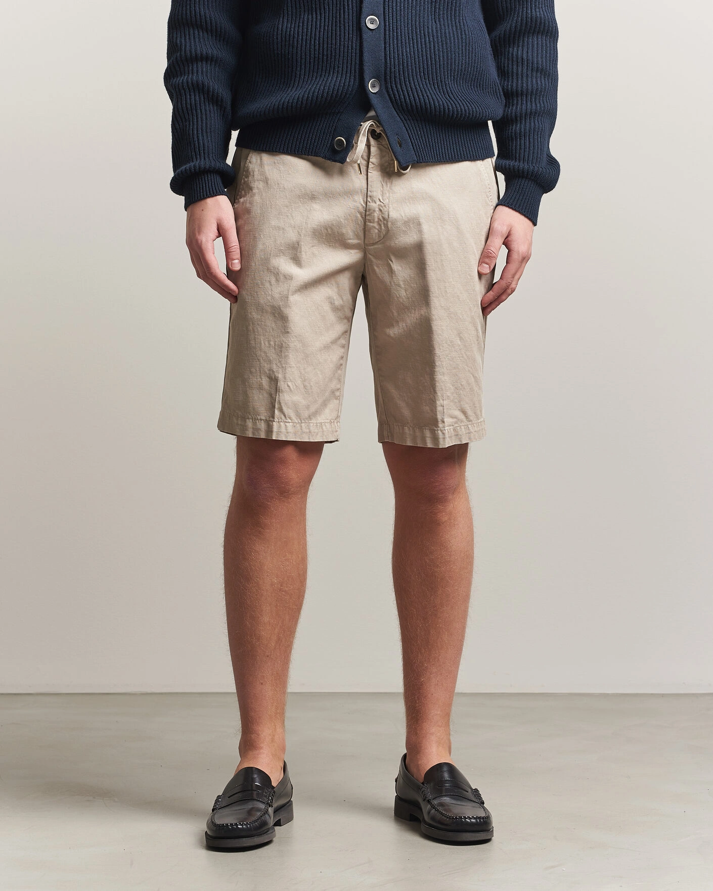 Hombres | Pantalones cortos | Briglia 1949 | Cotton/Linen Drawstring Shorts Beige