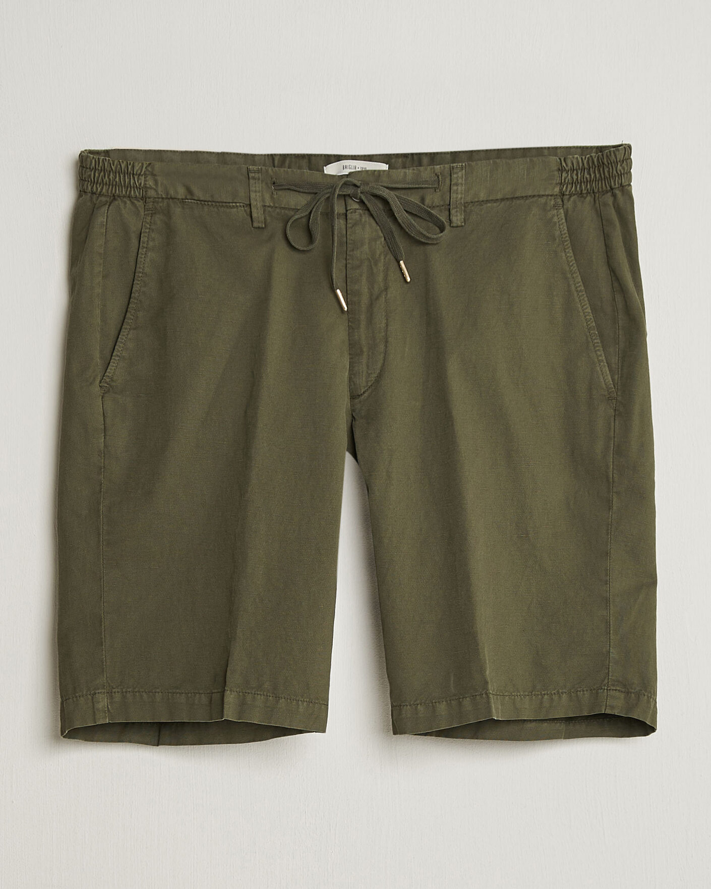 Hombres | Pantalones cortos | Briglia 1949 | Cotton/Linen Drawstring Shorts Olive