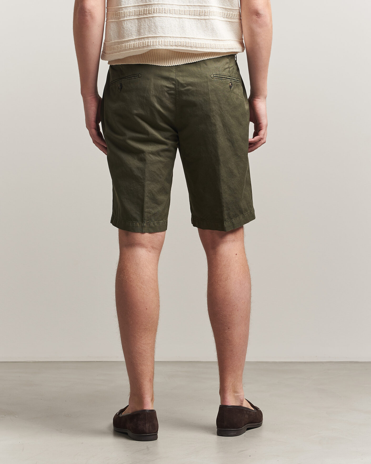Hombres | Pantalones cortos | Briglia 1949 | Cotton/Linen Drawstring Shorts Olive