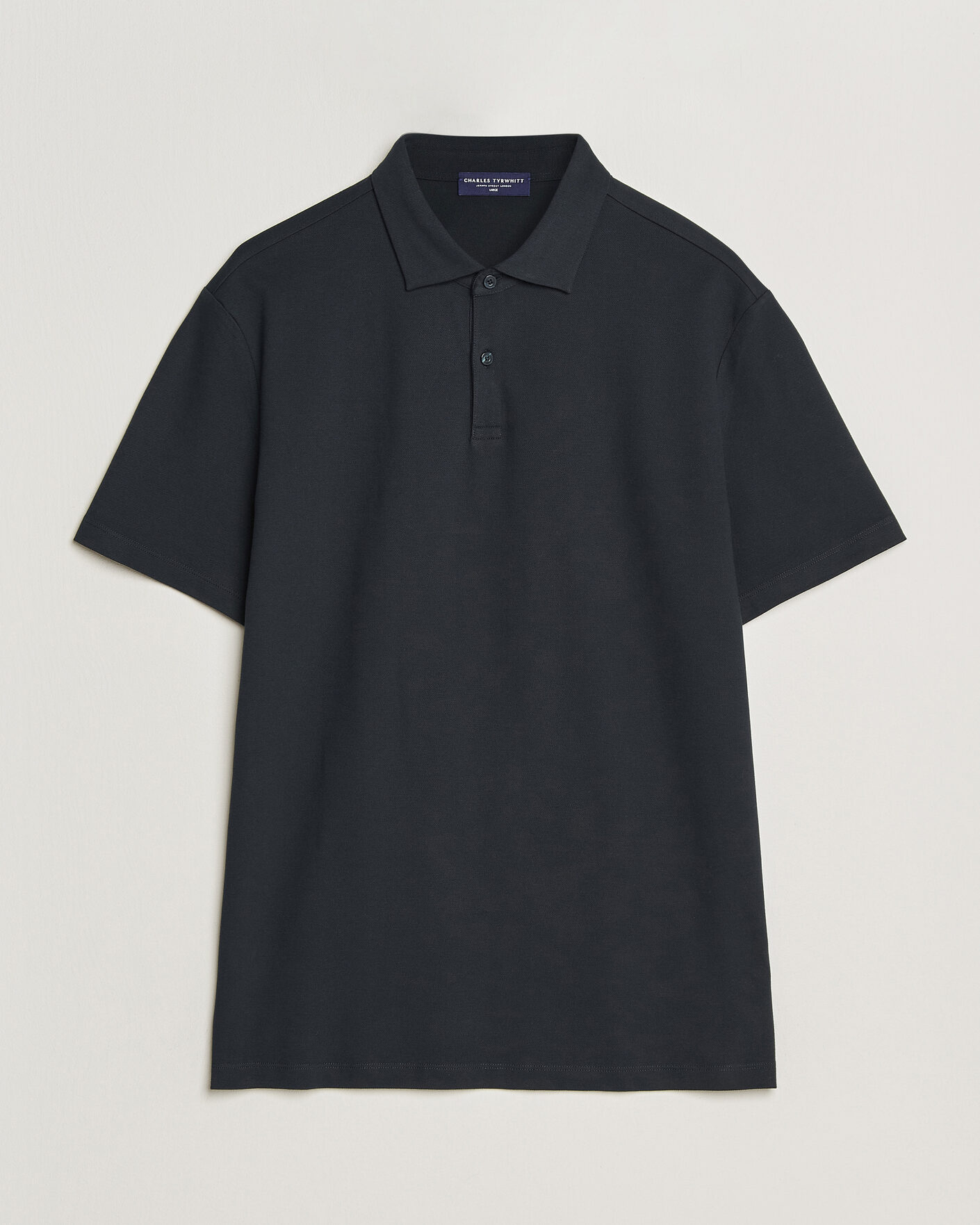 Hombres | Polos | Charles Tyrwhitt | Smart Stretch Pique Polo Black
