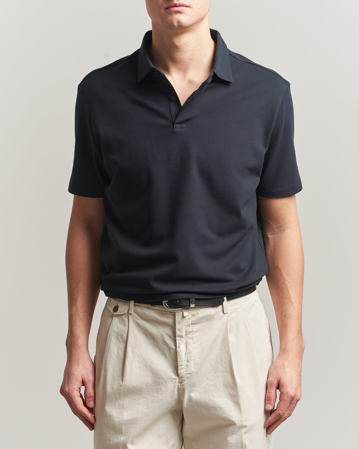 Hombres | Polos | Charles Tyrwhitt | Smart Stretch Pique Polo Black