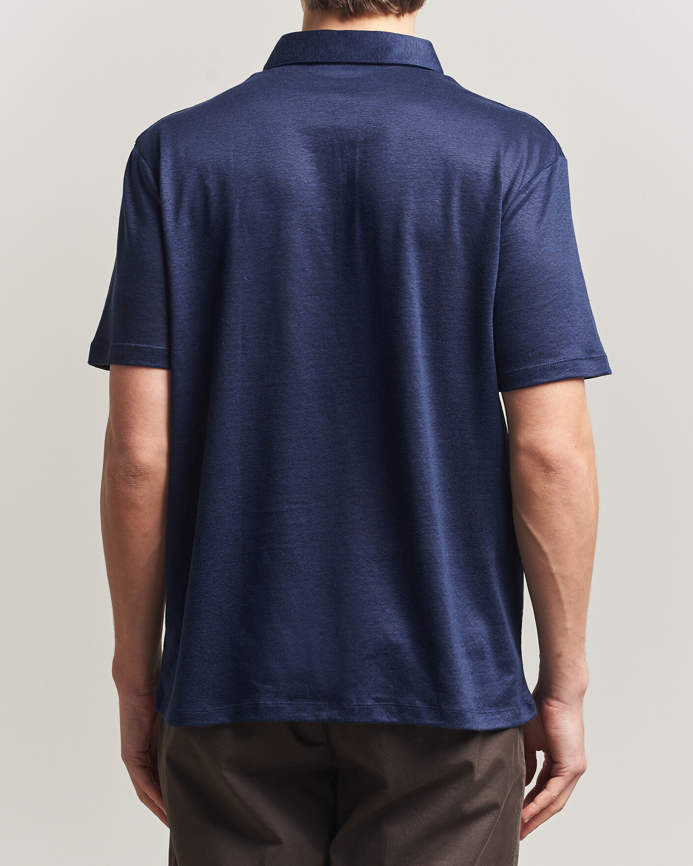 Hombres | Polos | Charles Tyrwhitt | Short Sleeve Linen Polo Navy