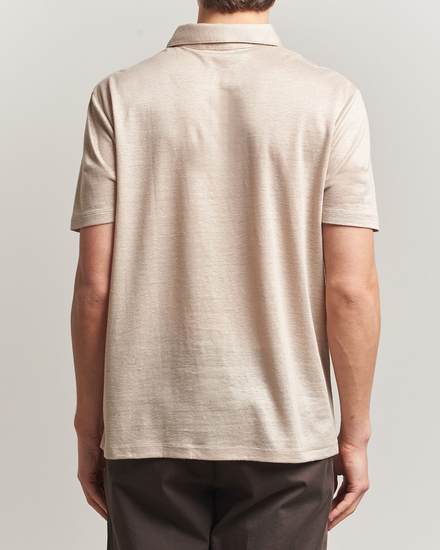 Hombres | Polos | Charles Tyrwhitt | Short Sleeve Linen Polo Oatmeal