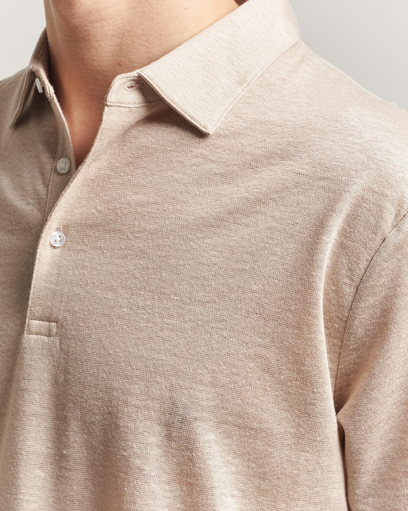 Hombres | Polos | Charles Tyrwhitt | Short Sleeve Linen Polo Oatmeal