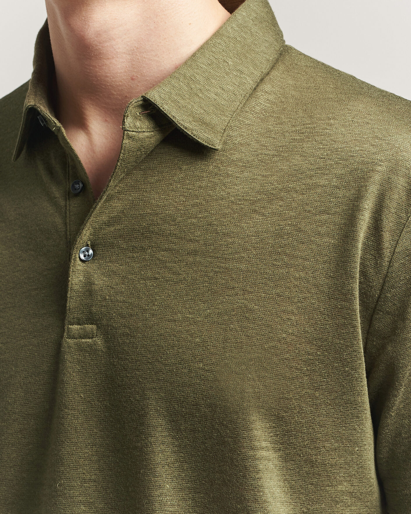 Hombres | Polos | Charles Tyrwhitt | Short Sleeve Linen Polo Olive