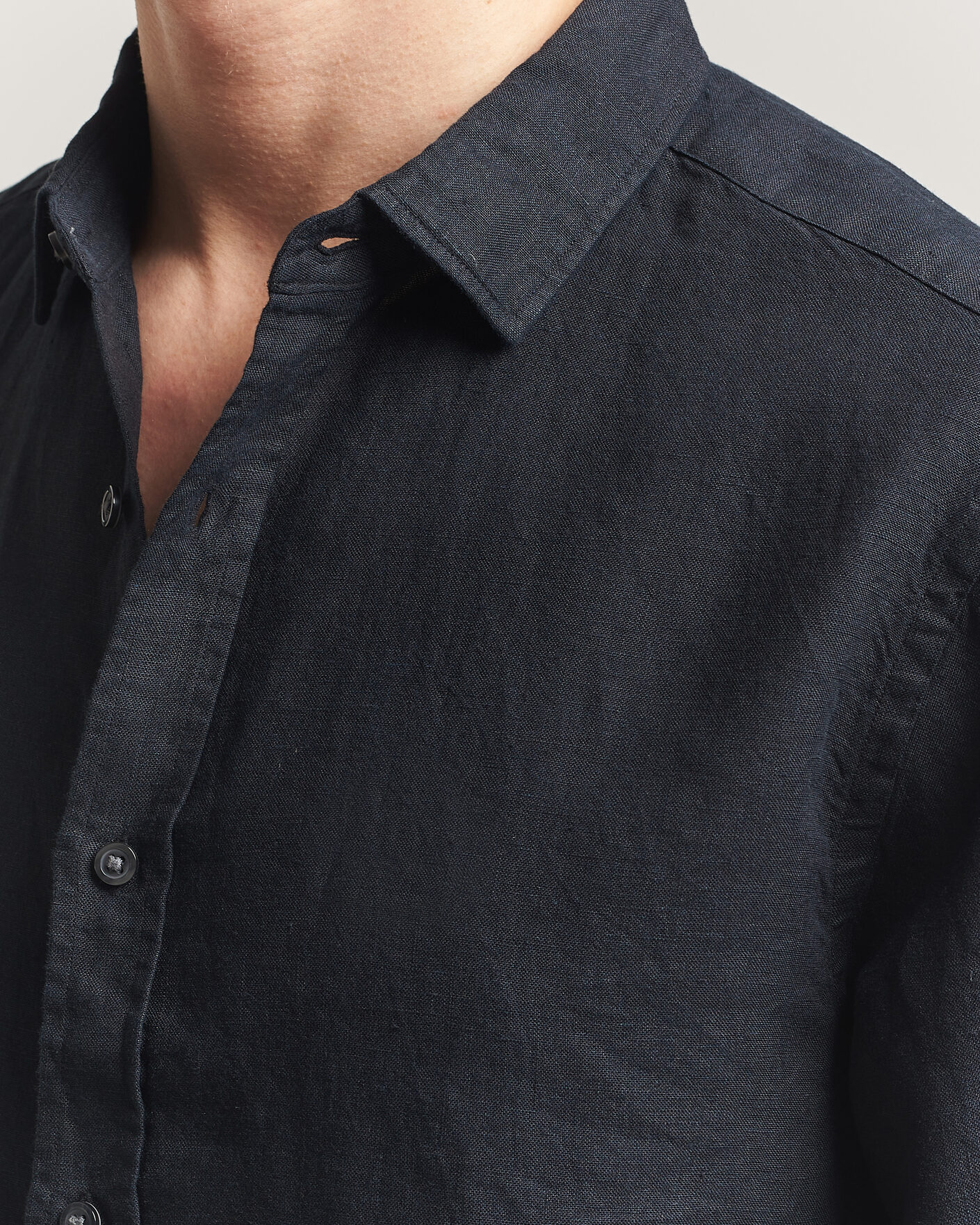 Hombres | Camisas | Charles Tyrwhitt | Pure Linen Slim Fit Shirt Black