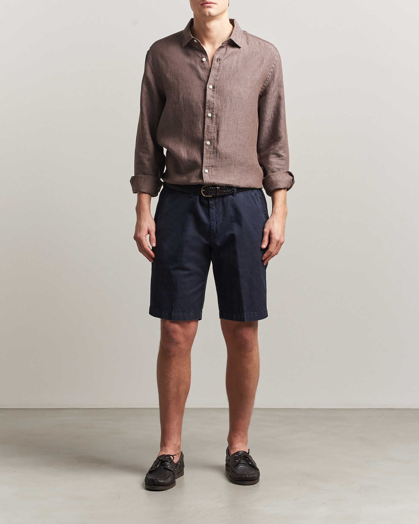 Hombres | Camisas | Charles Tyrwhitt | Pure Linen Slim Fit Shirt Mocha