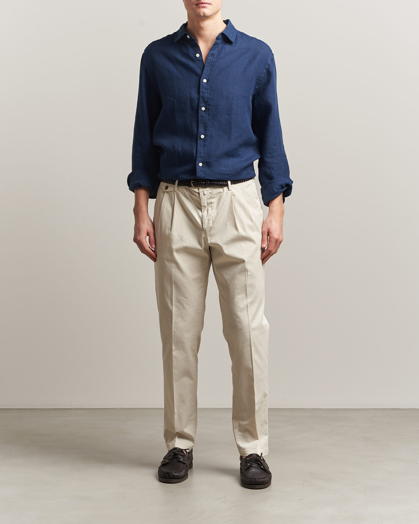 Hombres | Camisas | Charles Tyrwhitt | Pure Linen Slim Fit Shirt Navy