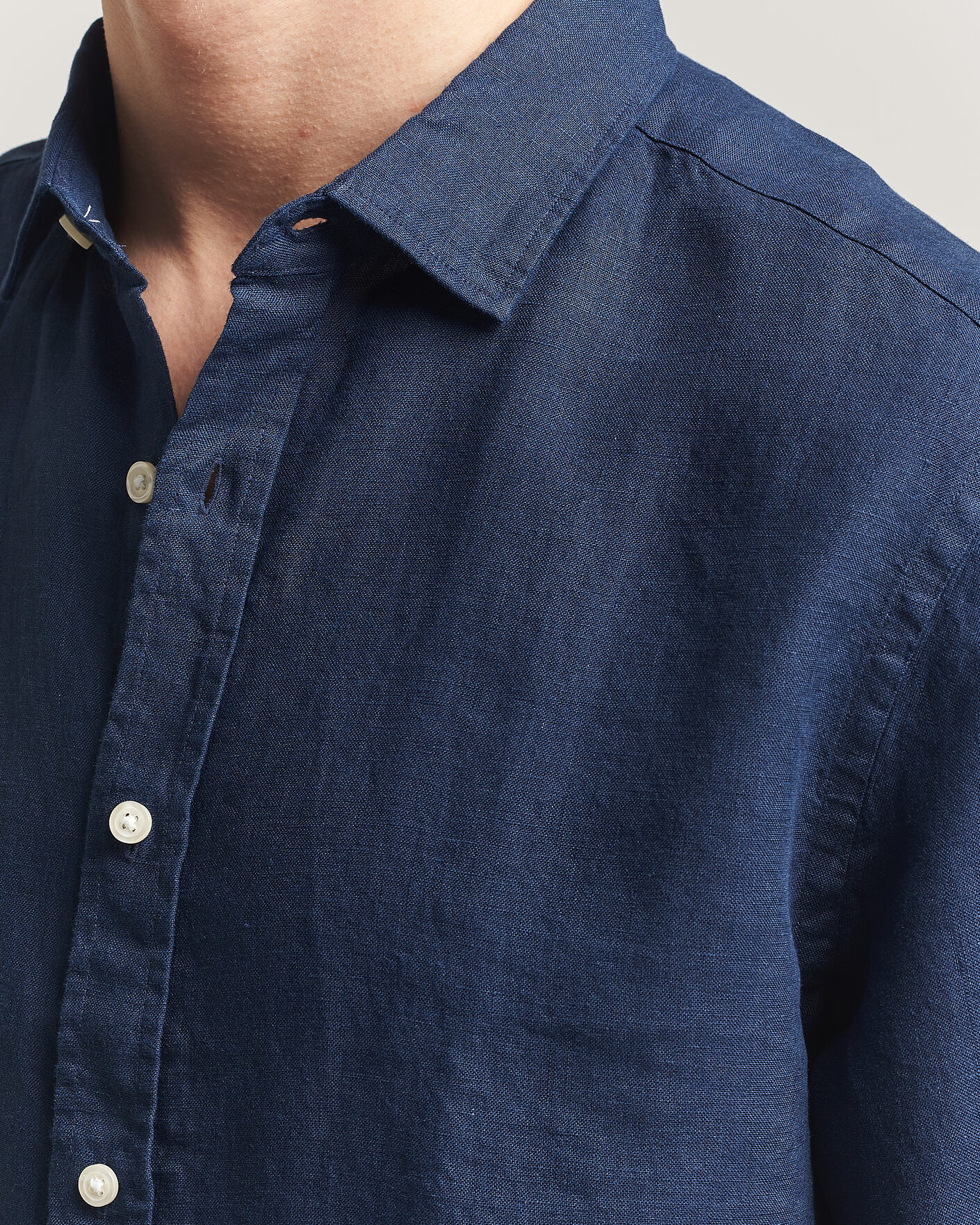 Hombres | Camisas | Charles Tyrwhitt | Pure Linen Slim Fit Shirt Navy