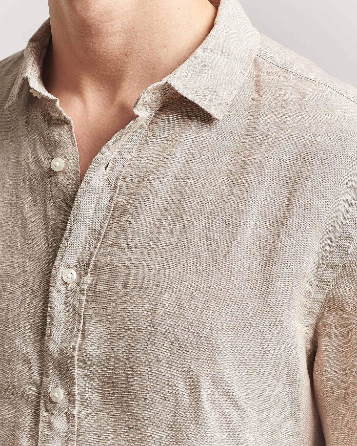 Hombres | Camisas | Charles Tyrwhitt | Pure Linen Slim Fit Shirt Oatmeal