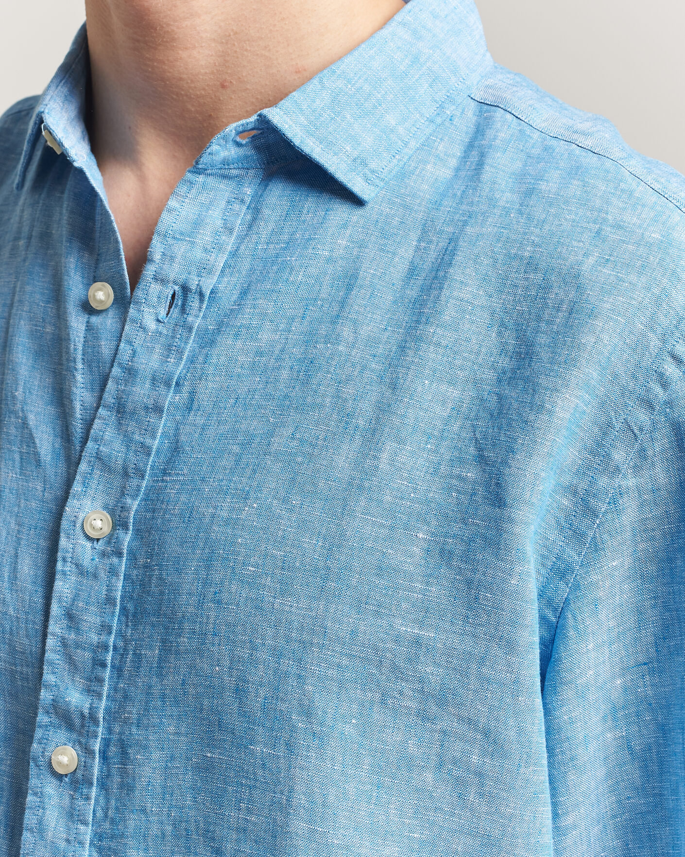 Hombres | Camisas | Charles Tyrwhitt | Pure Linen Slim Fit Shirt Ocean Blue