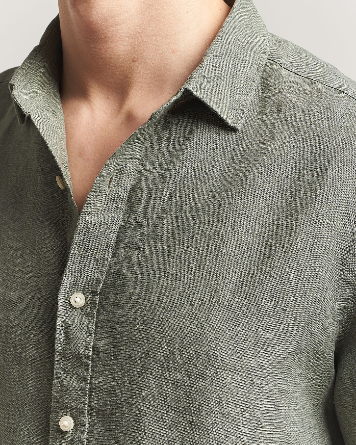 Hombres | Camisas | Charles Tyrwhitt | Pure Linen Slim Fit Shirt Olive Green