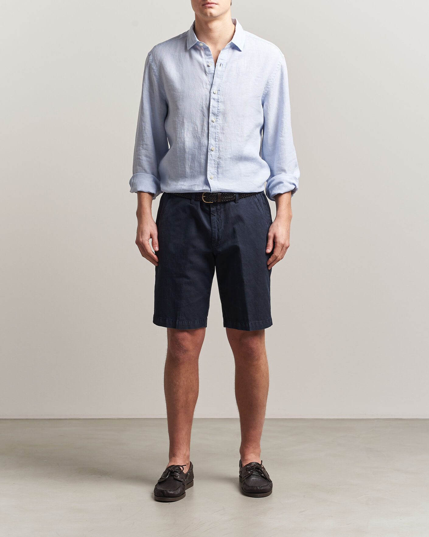 Hombres | Camisas | Charles Tyrwhitt | Pure Linen Slim Fit Shirt Sky Blue