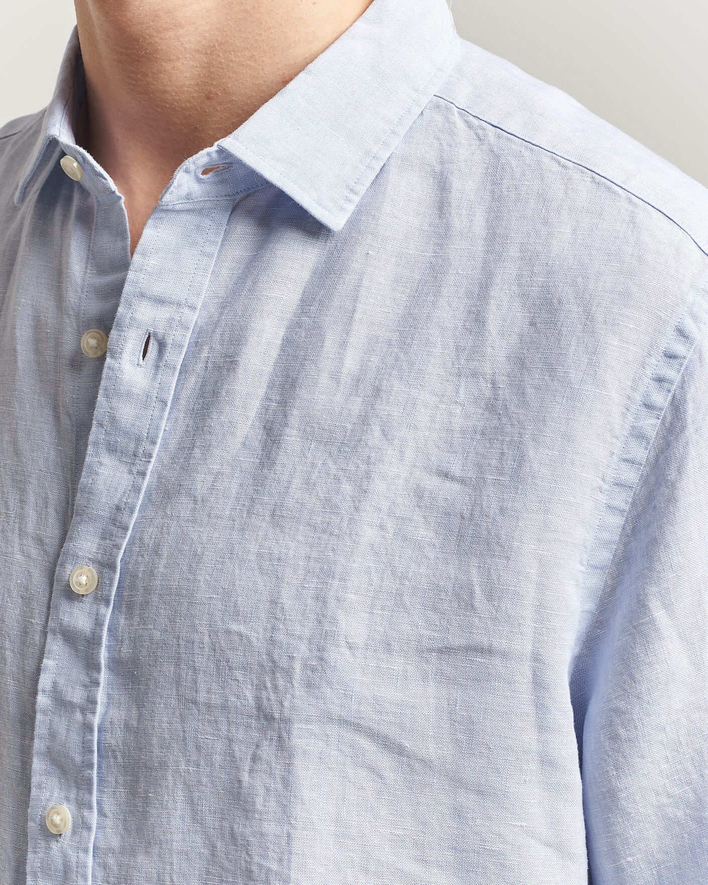 Hombres | Camisas | Charles Tyrwhitt | Pure Linen Slim Fit Shirt Sky Blue