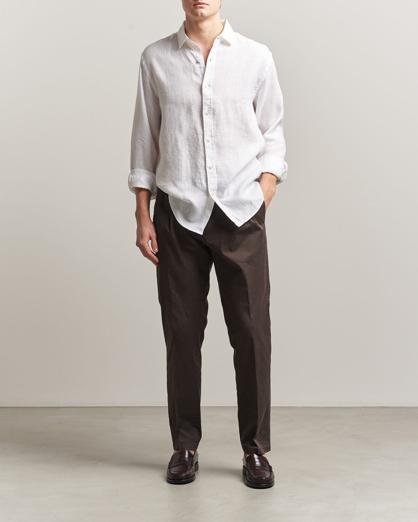 Hombres | Camisas | Charles Tyrwhitt | Pure Linen Slim Fit Shirt White