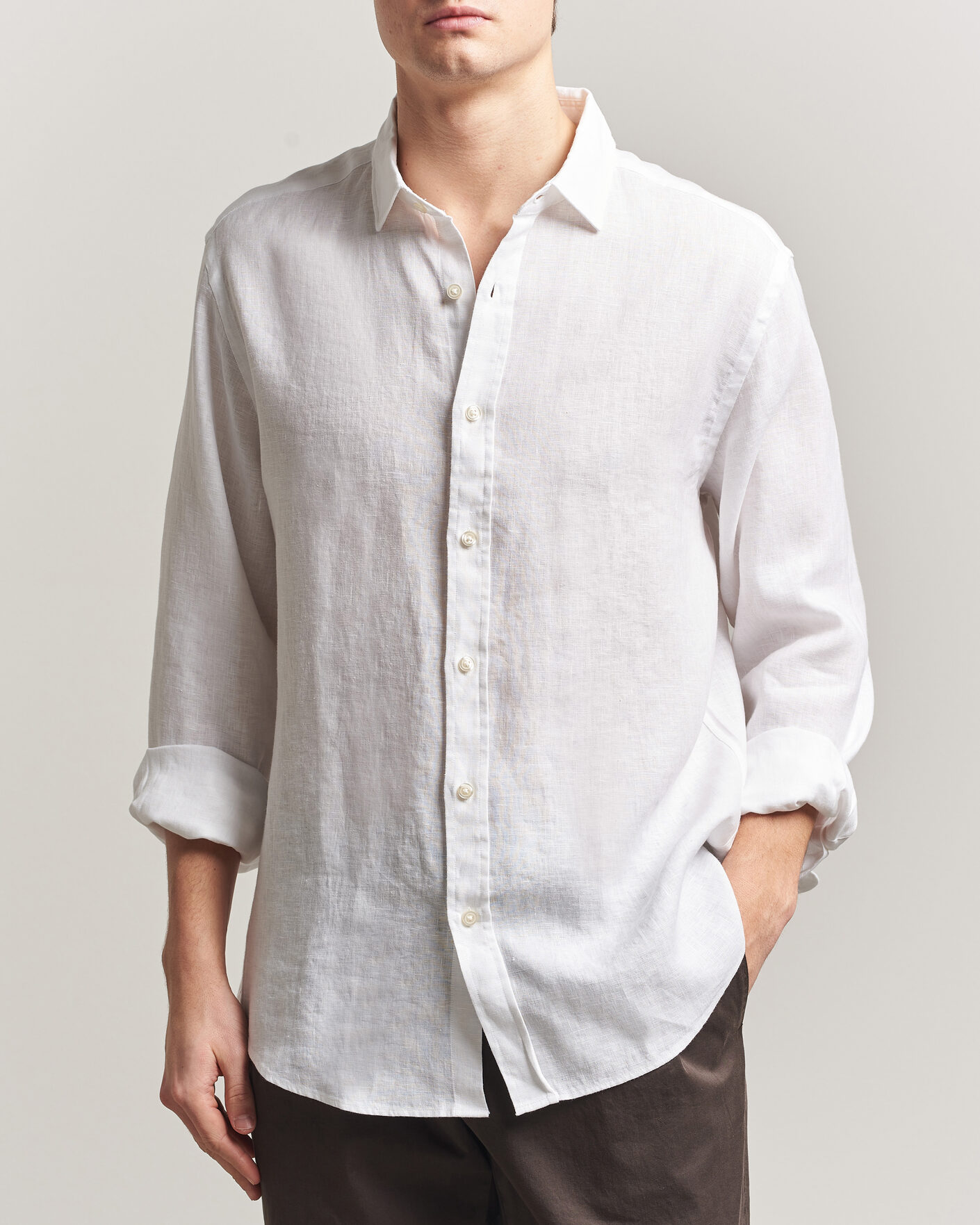 Hombres | Camisas | Charles Tyrwhitt | Pure Linen Slim Fit Shirt White