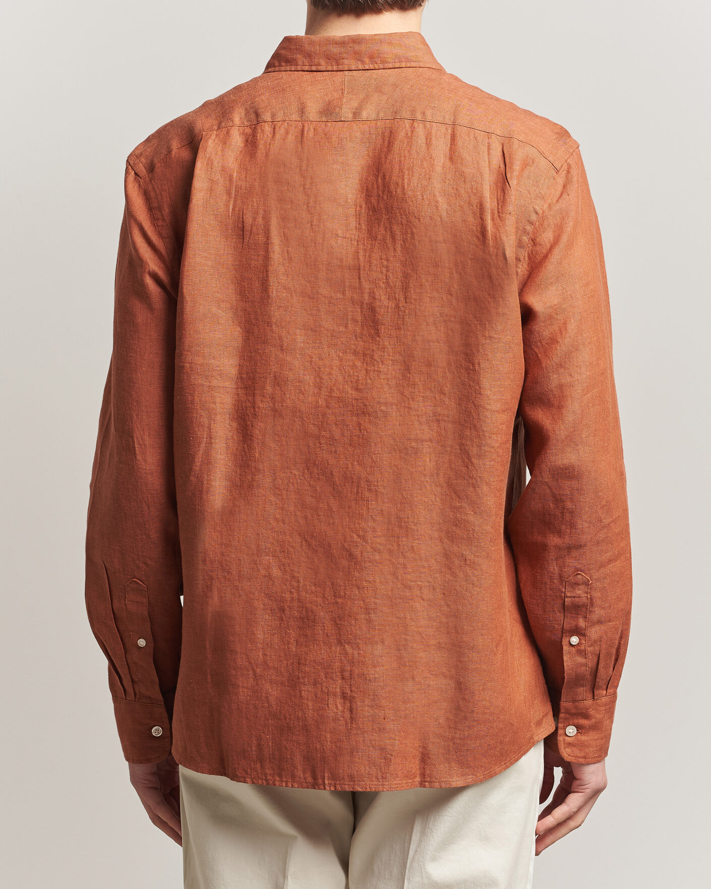 Hombres | Camisas | Charles Tyrwhitt | Pure Linen Slim Fit Shirt Burnt Orange