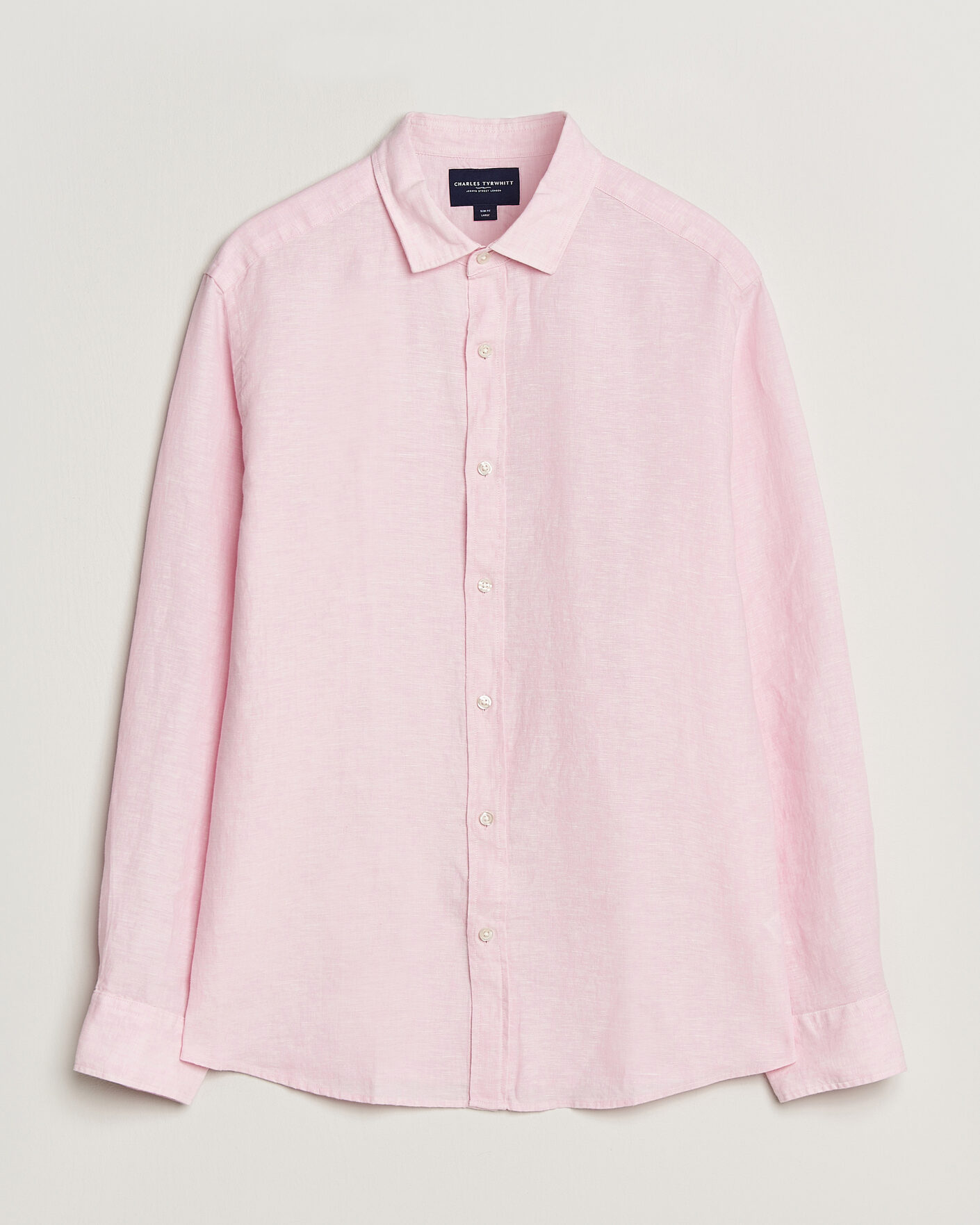 Hombres | Camisas | Charles Tyrwhitt | Pure Linen Slim Fit Shirt Pink