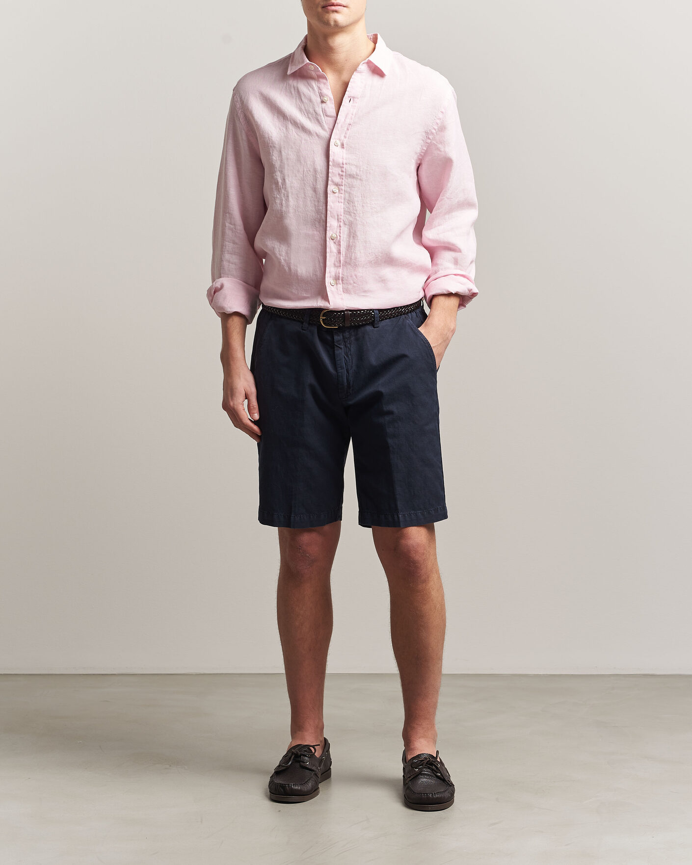 Hombres | Camisas | Charles Tyrwhitt | Pure Linen Slim Fit Shirt Pink
