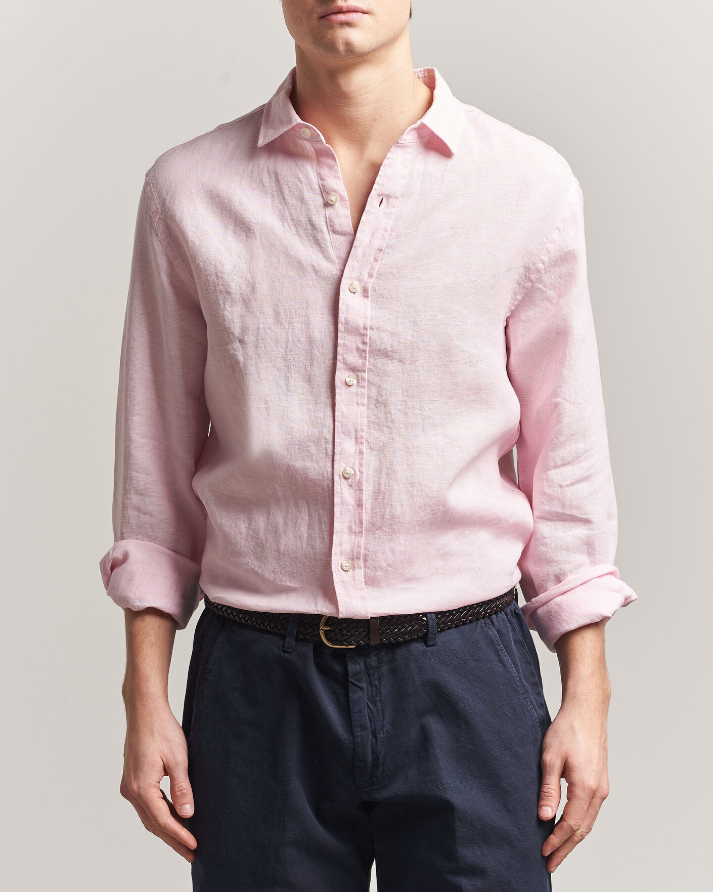 Hombres | Camisas | Charles Tyrwhitt | Pure Linen Slim Fit Shirt Pink