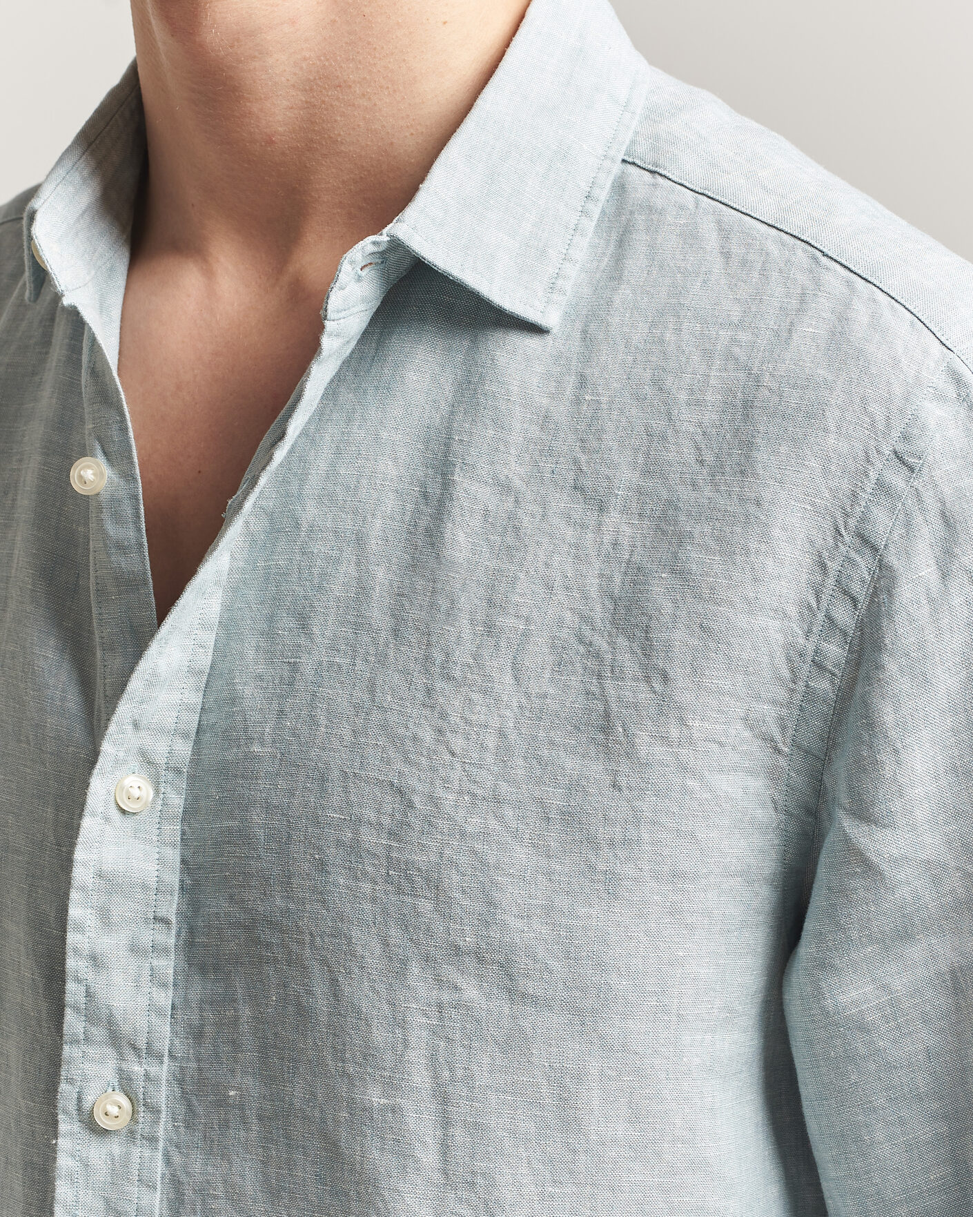 Hombres | Camisas | Charles Tyrwhitt | Pure Linen Slim Fit Shirt Pale Teal Green