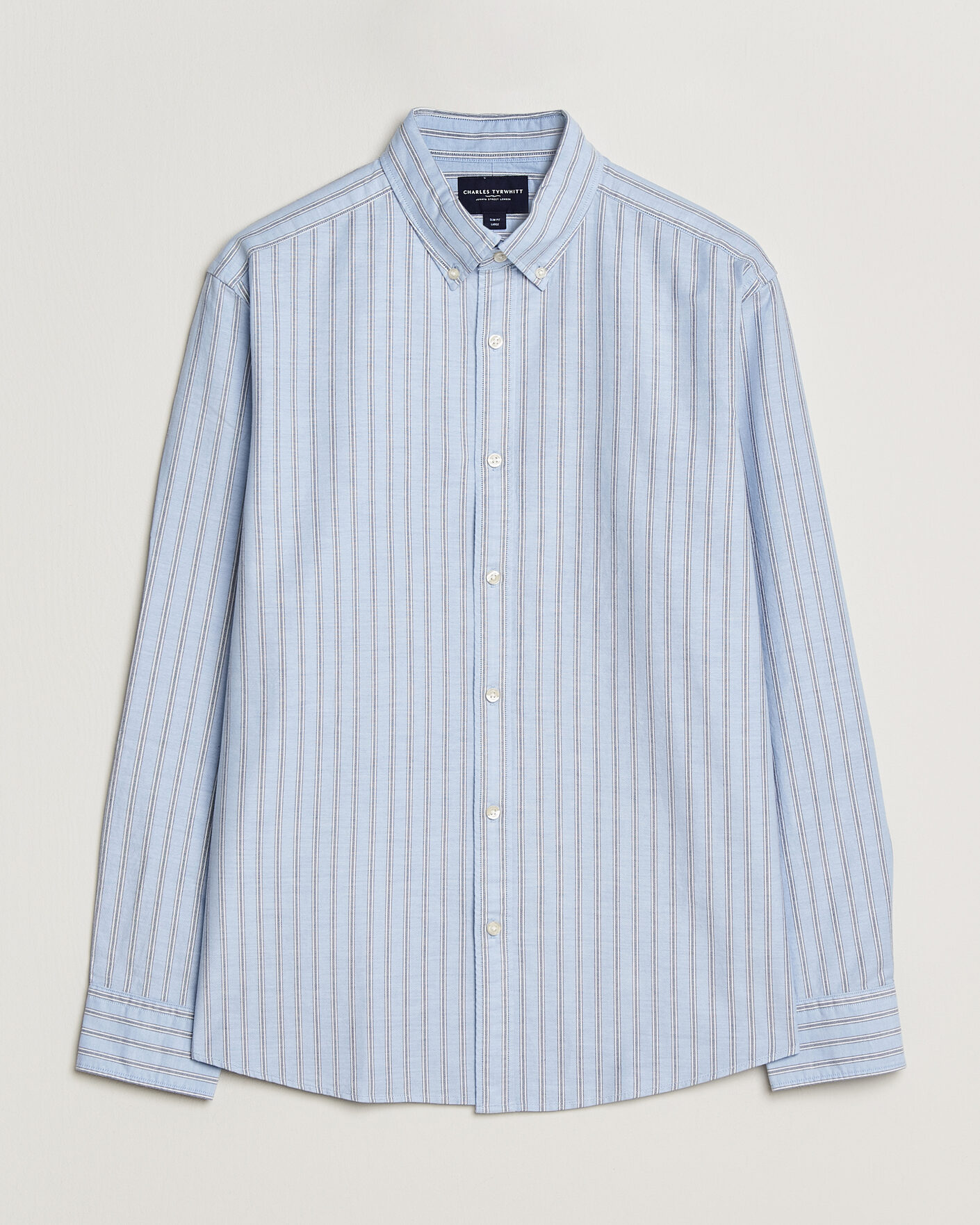 Hombres | Camisas | Charles Tyrwhitt | Button Down Stretch Oxford Shirt Blue