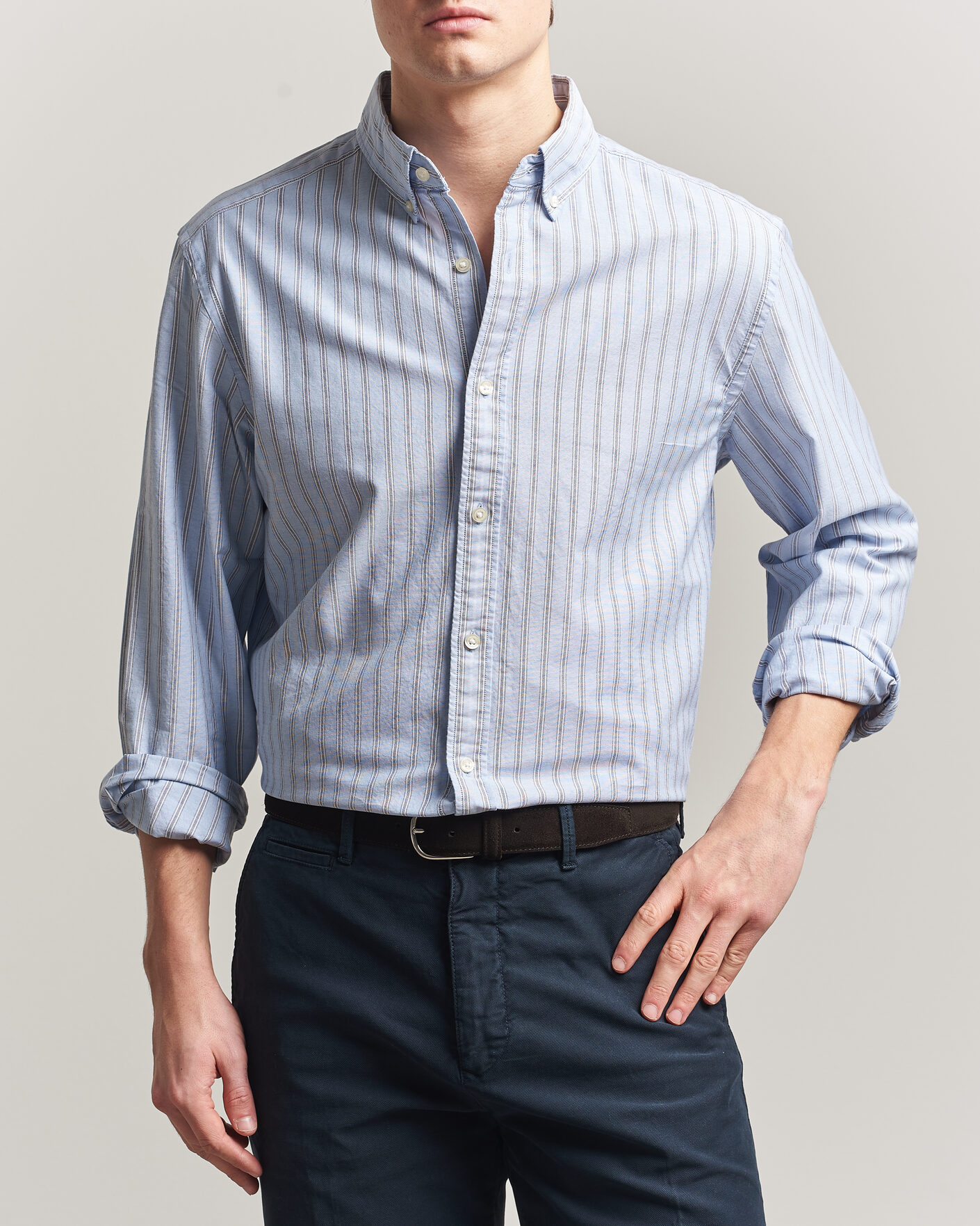 Hombres | Camisas | Charles Tyrwhitt | Button Down Stretch Oxford Shirt Blue