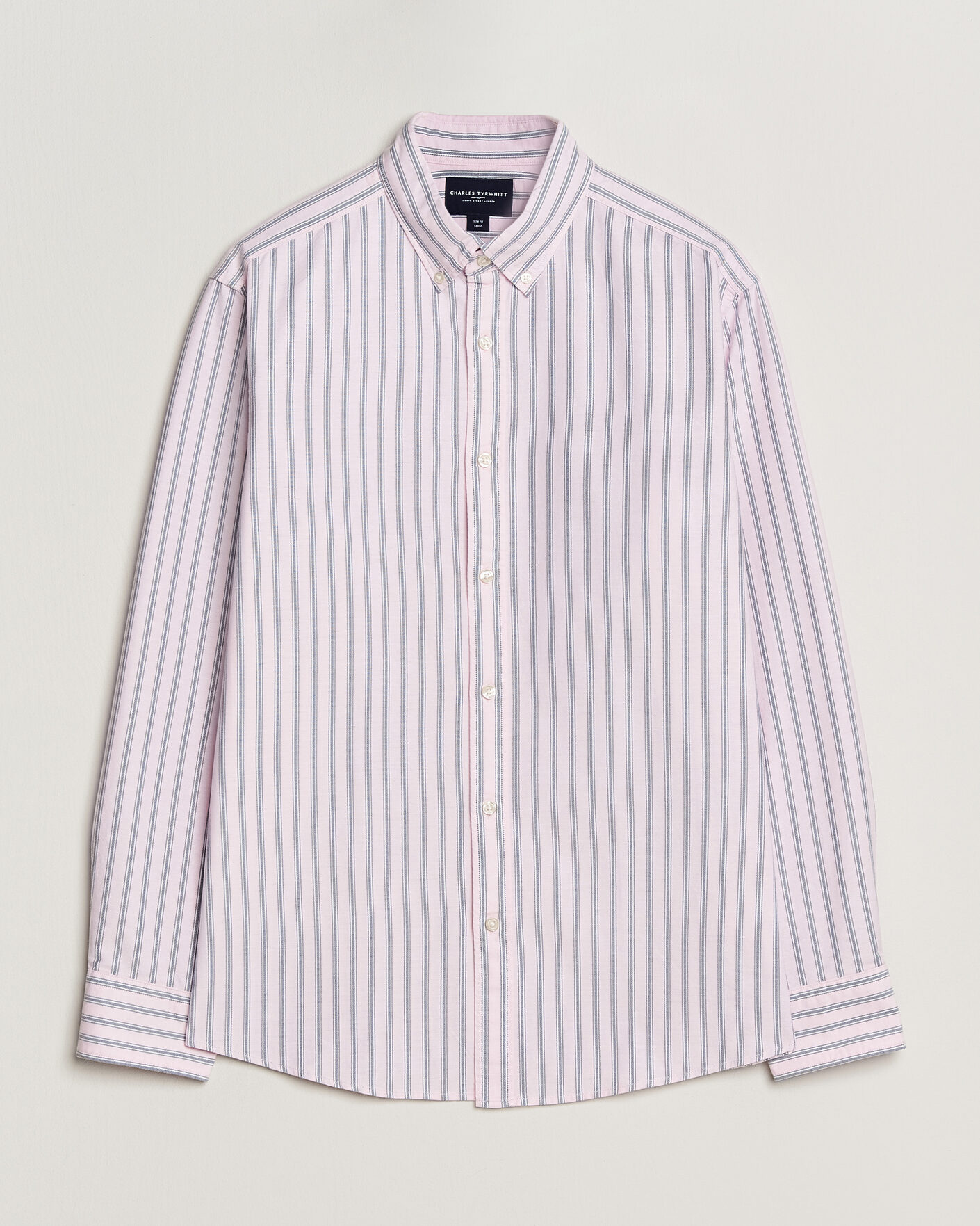 Hombres | Camisas | Charles Tyrwhitt | Button Down Stretch Oxford Shirt Light Pink