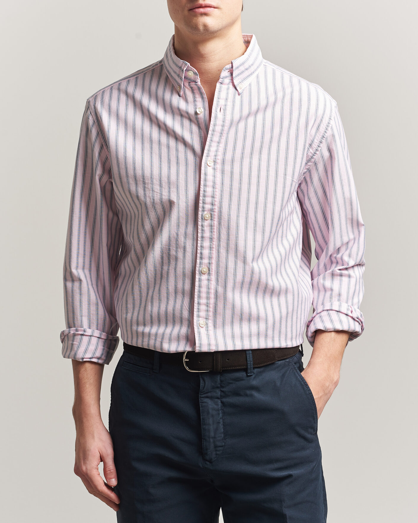 Hombres | Camisas | Charles Tyrwhitt | Button Down Stretch Oxford Shirt Light Pink