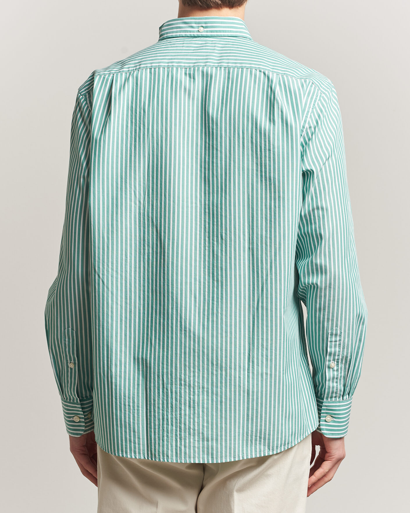 Hombres | Camisas | Charles Tyrwhitt | Button Down Stretch Poplin Shirt Green Stripe