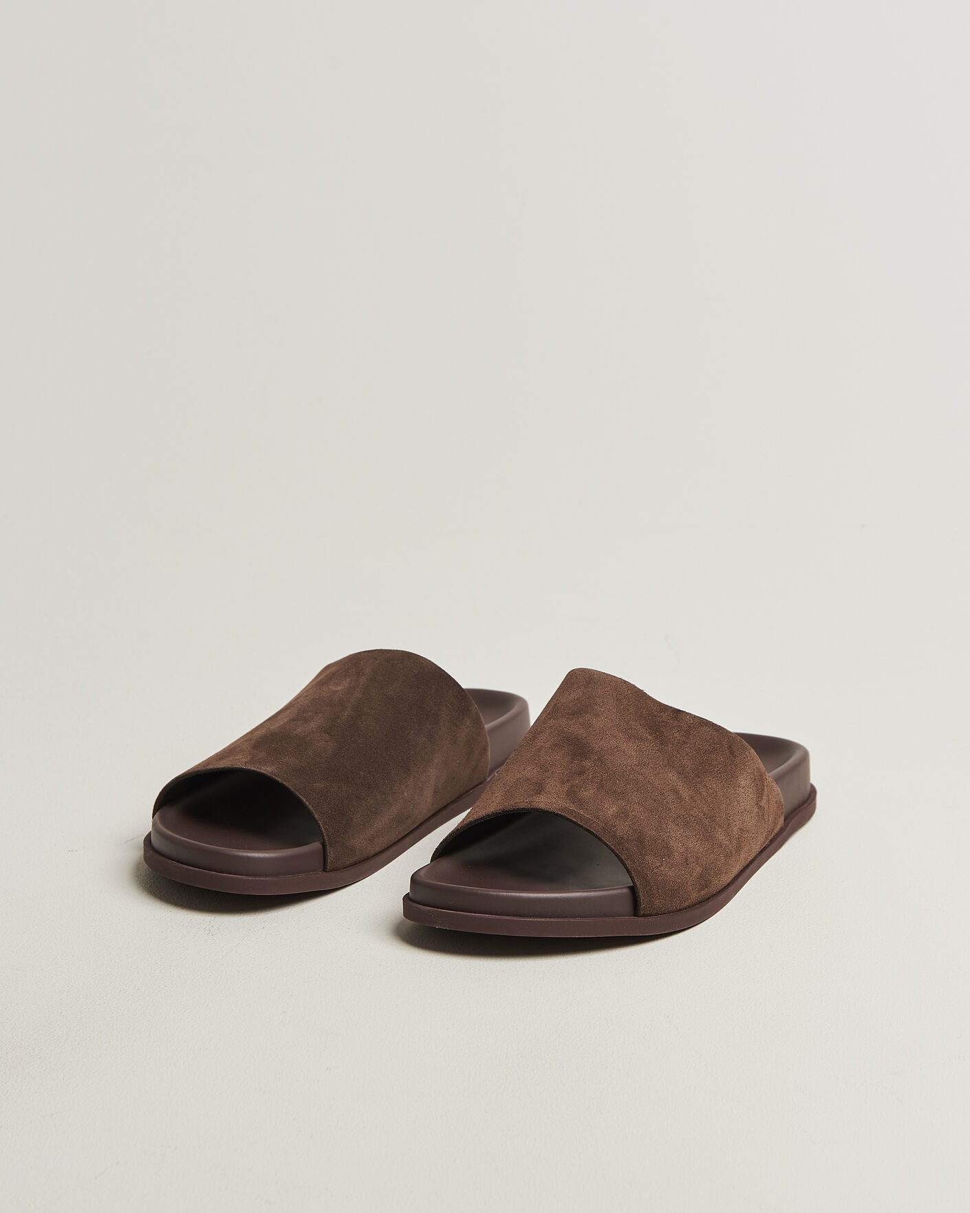 Hombres | Sandalias y chanclas | Thera's | Classic Slide Sandals Dark Brown Suede
