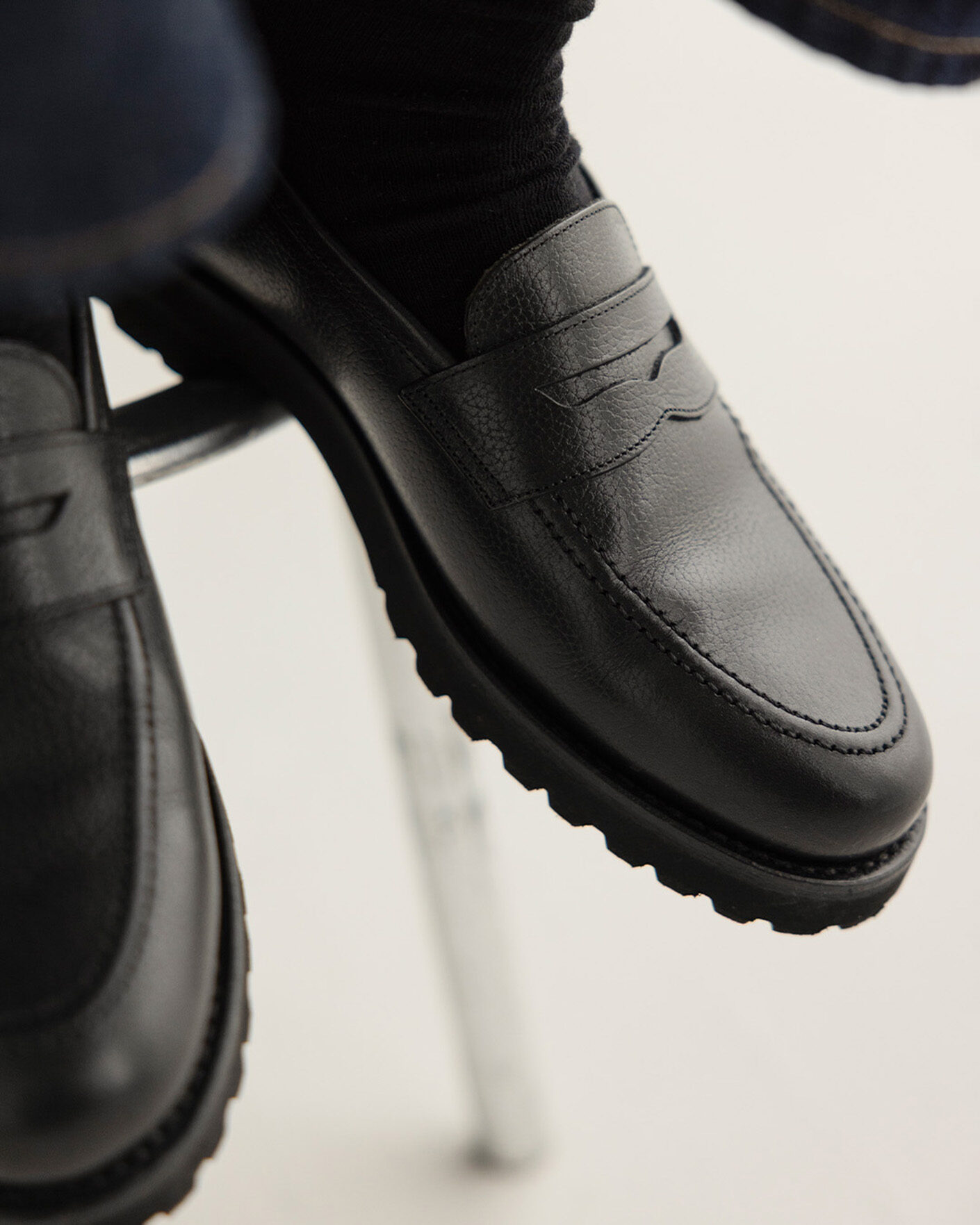 Hombres | Mocasines | Myrqvist for Care of Carl | Myrqvist Stenhammar II Vibram Loafer Black Grained Calf