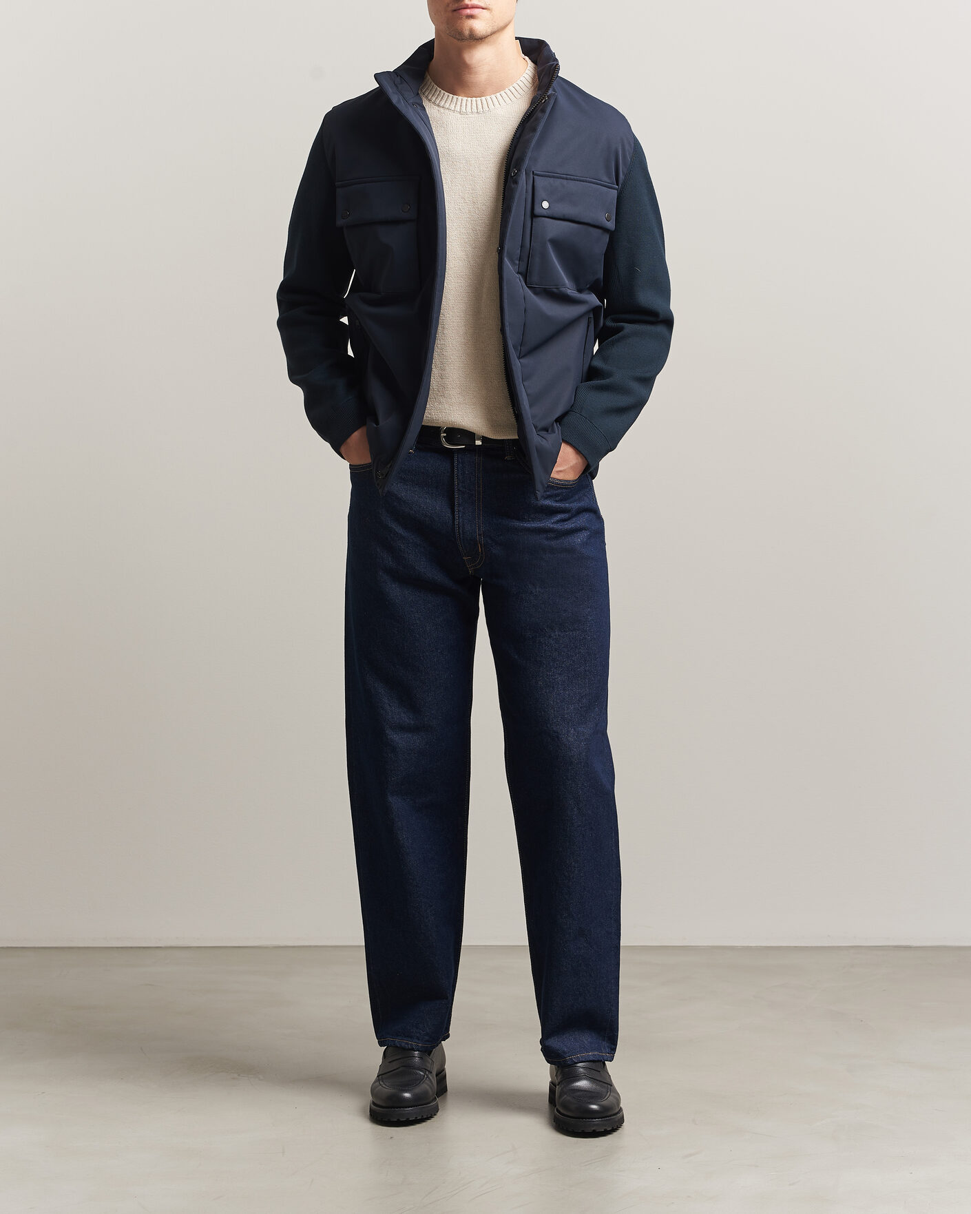 Hombres | Abrigos y chaquetas | Woolrich | Two Layers Hybrid Jacket Melton Blue