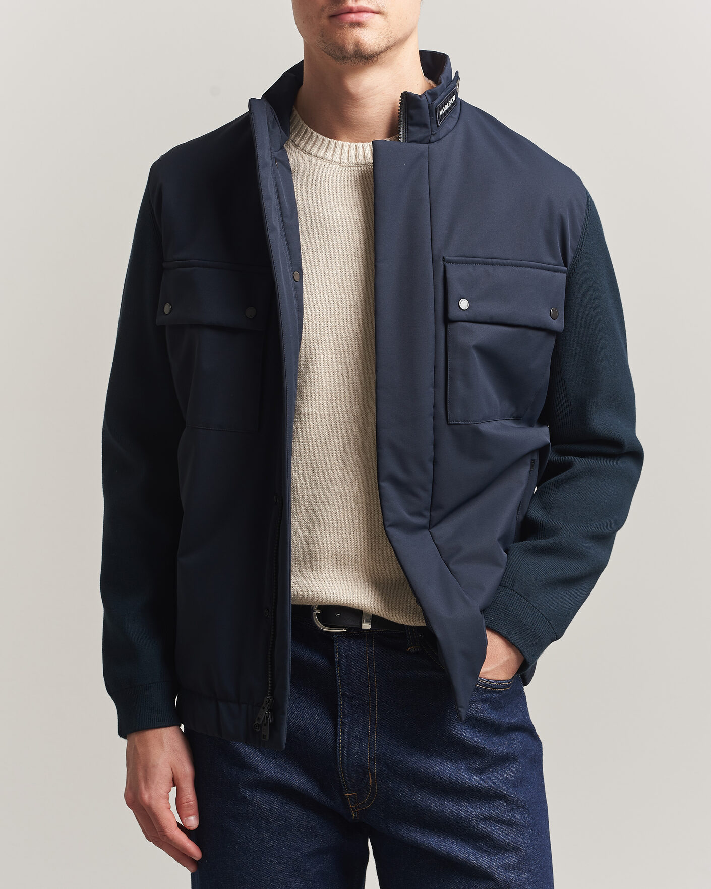 Hombres | Abrigos y chaquetas | Woolrich | Two Layers Hybrid Jacket Melton Blue