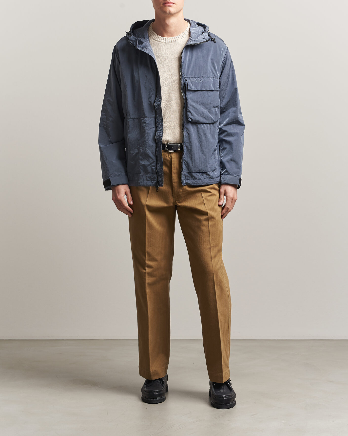 Hombres | Abrigos y chaquetas | Woolrich | Shiny Nylon Hooded Jacket Grisaille