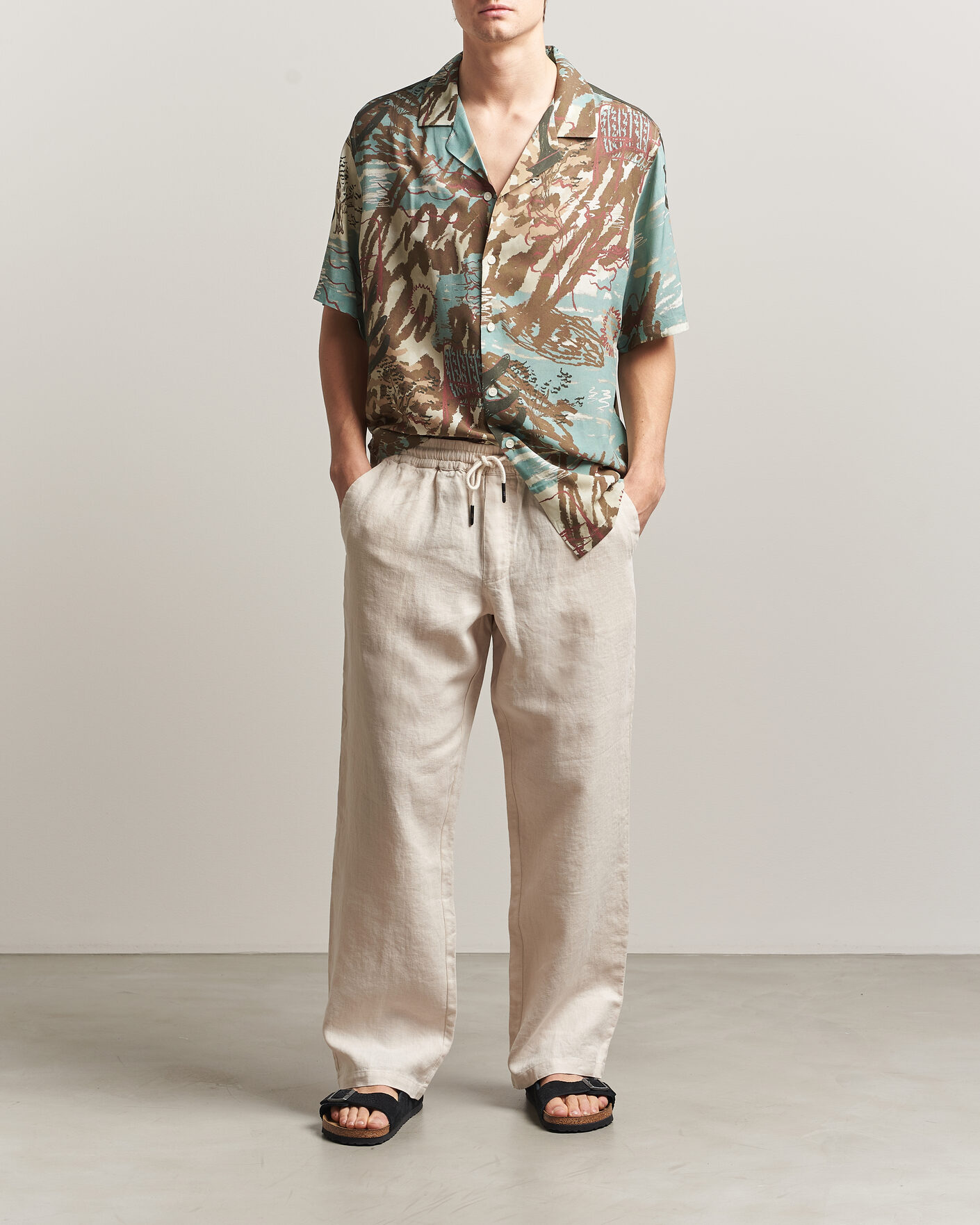 Hombres | Pantalones | OAS | Nino Linen Pants Beige