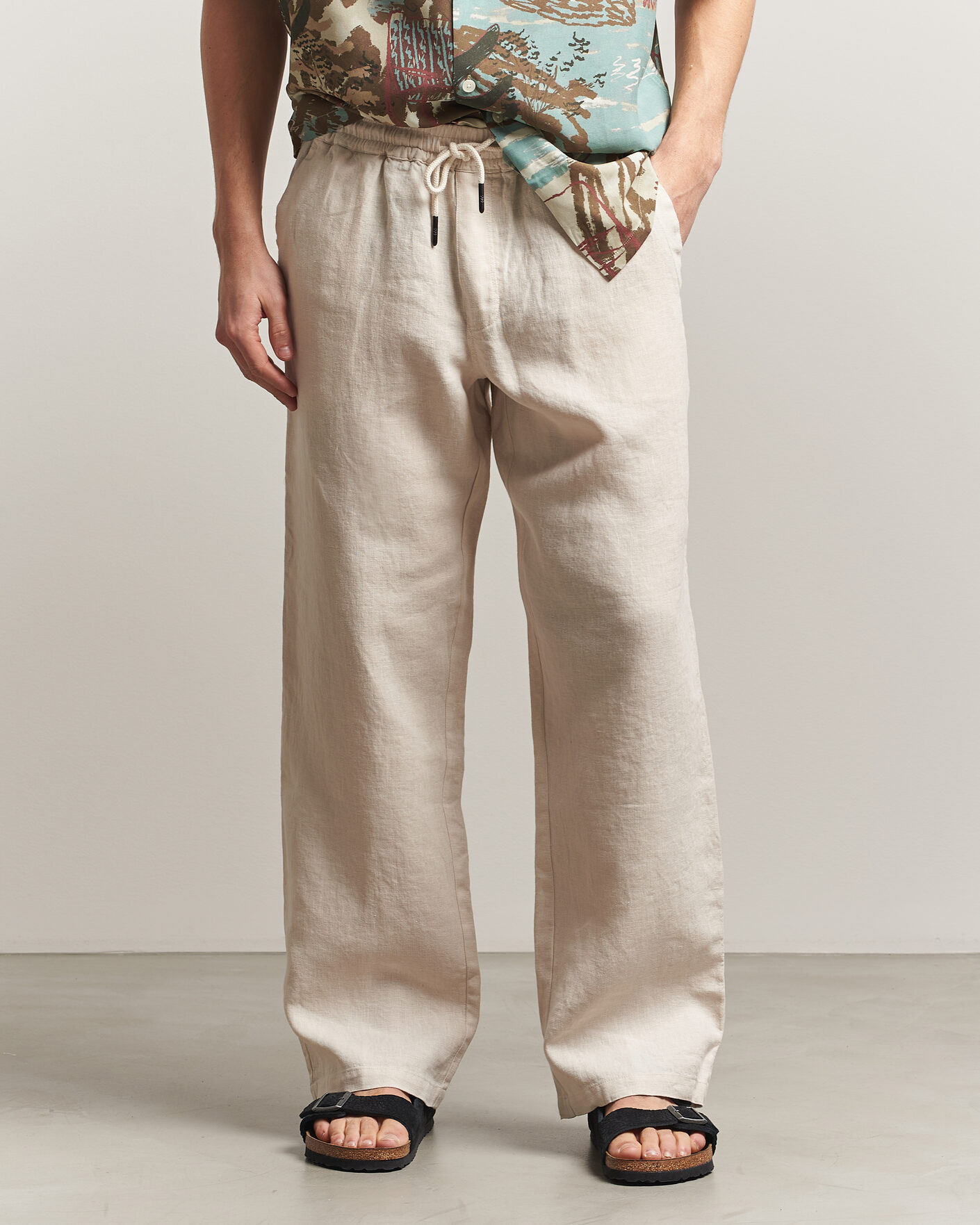 Hombres | Pantalones | OAS | Nino Linen Pants Beige