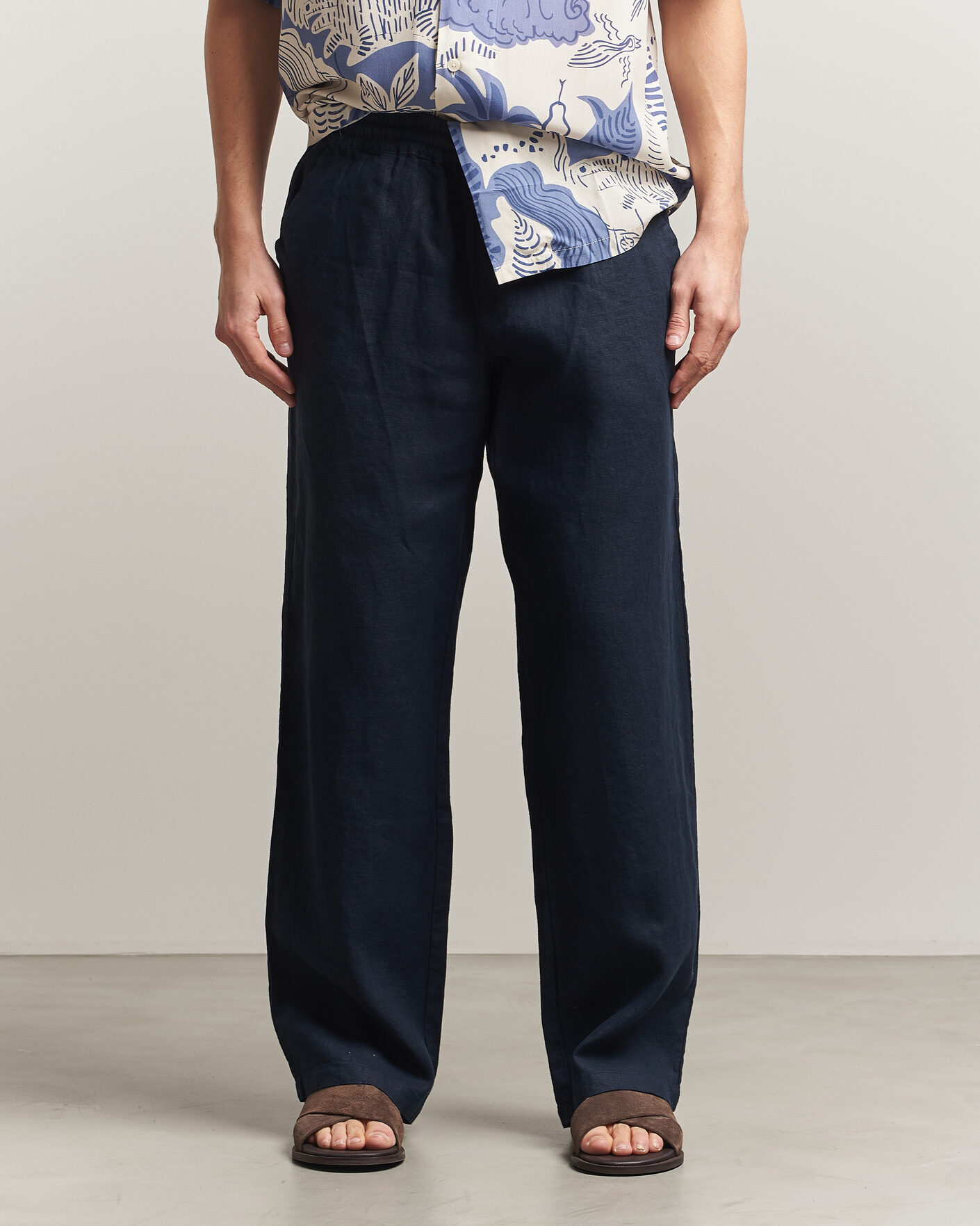 Hombres | Pantalones | OAS | Nino Linen Pants Navy