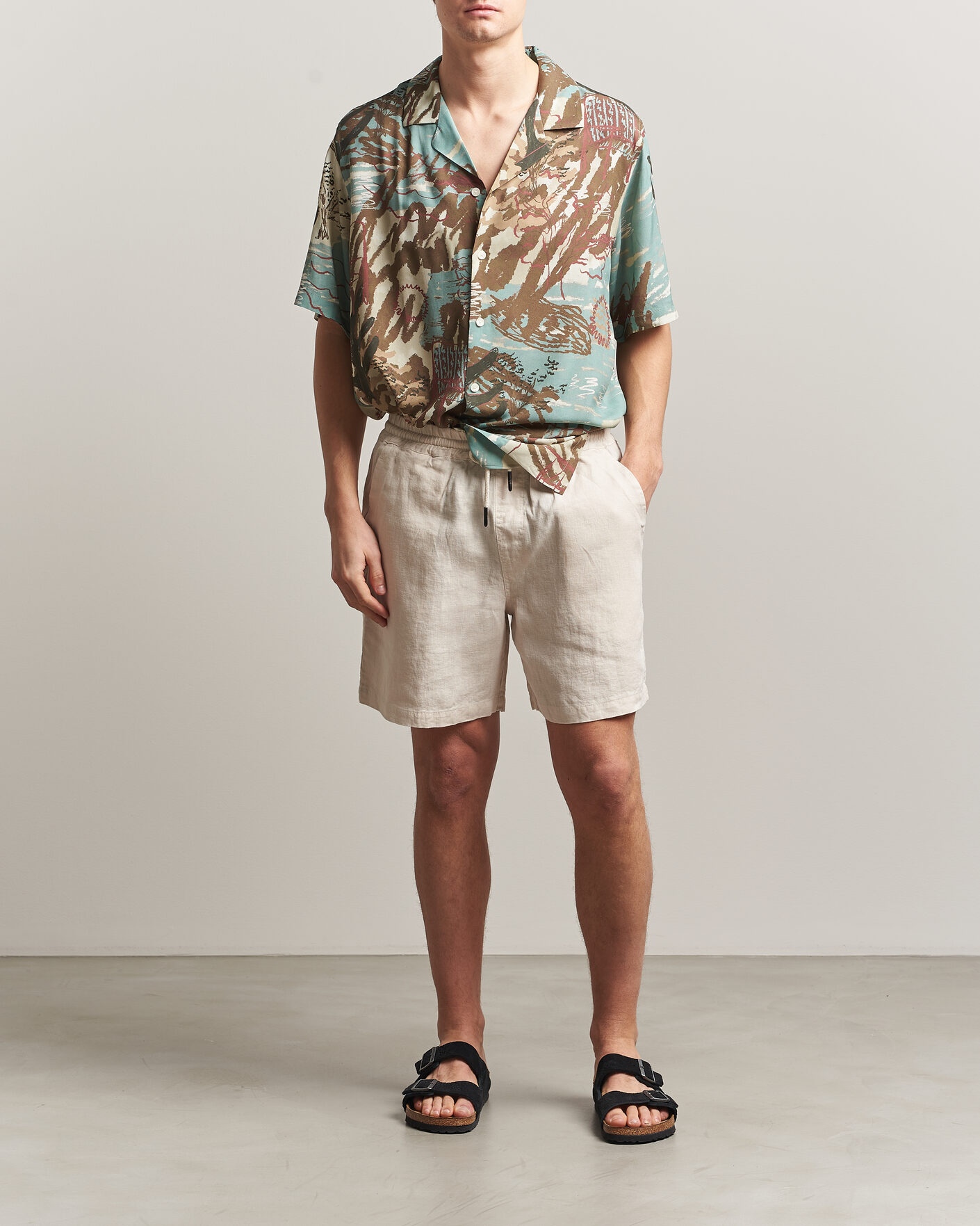 Hombres | Pantalones cortos | OAS | Porto Linen Shorts Beige