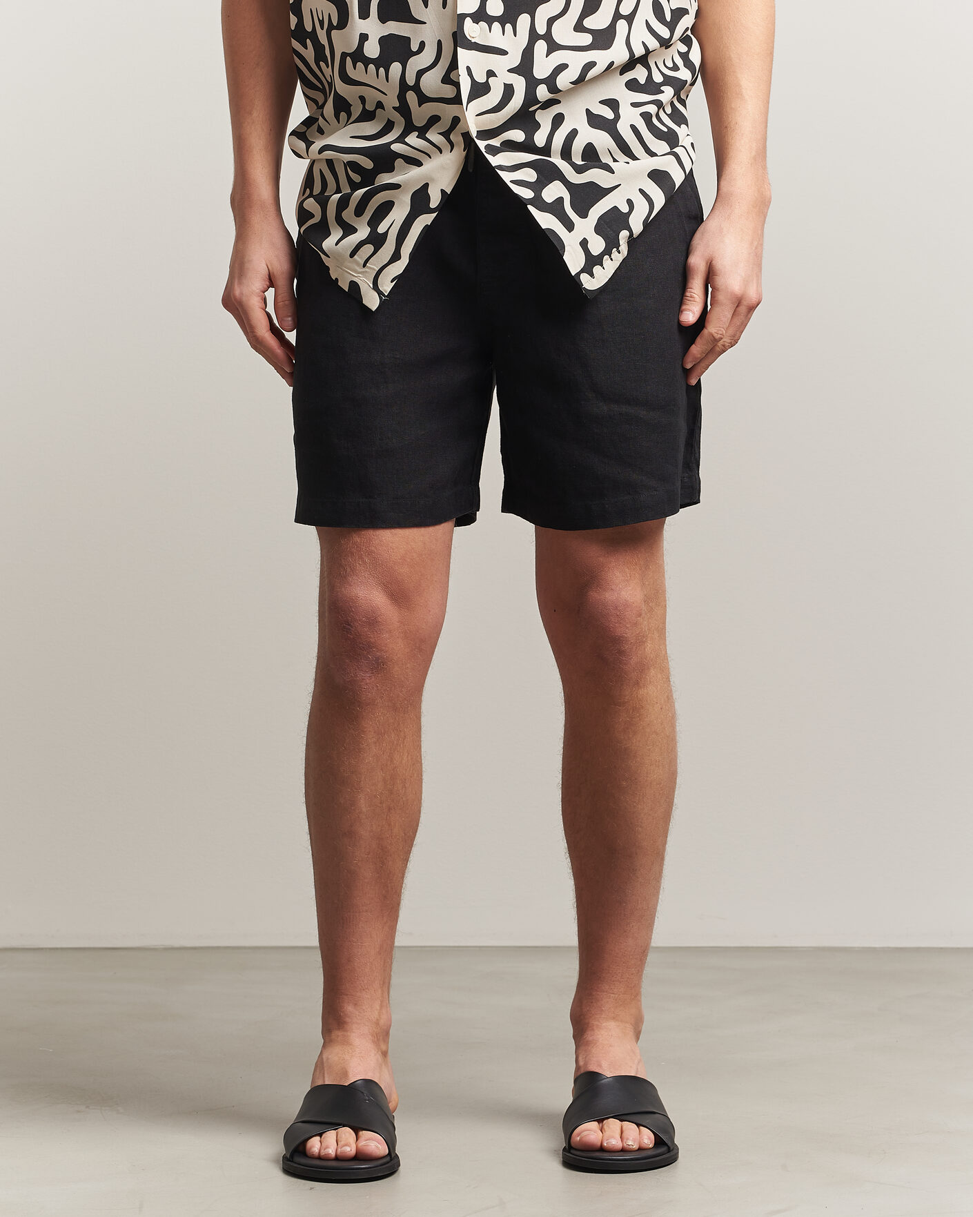 Hombres | Pantalones cortos | OAS | Porto Linen Shorts Black